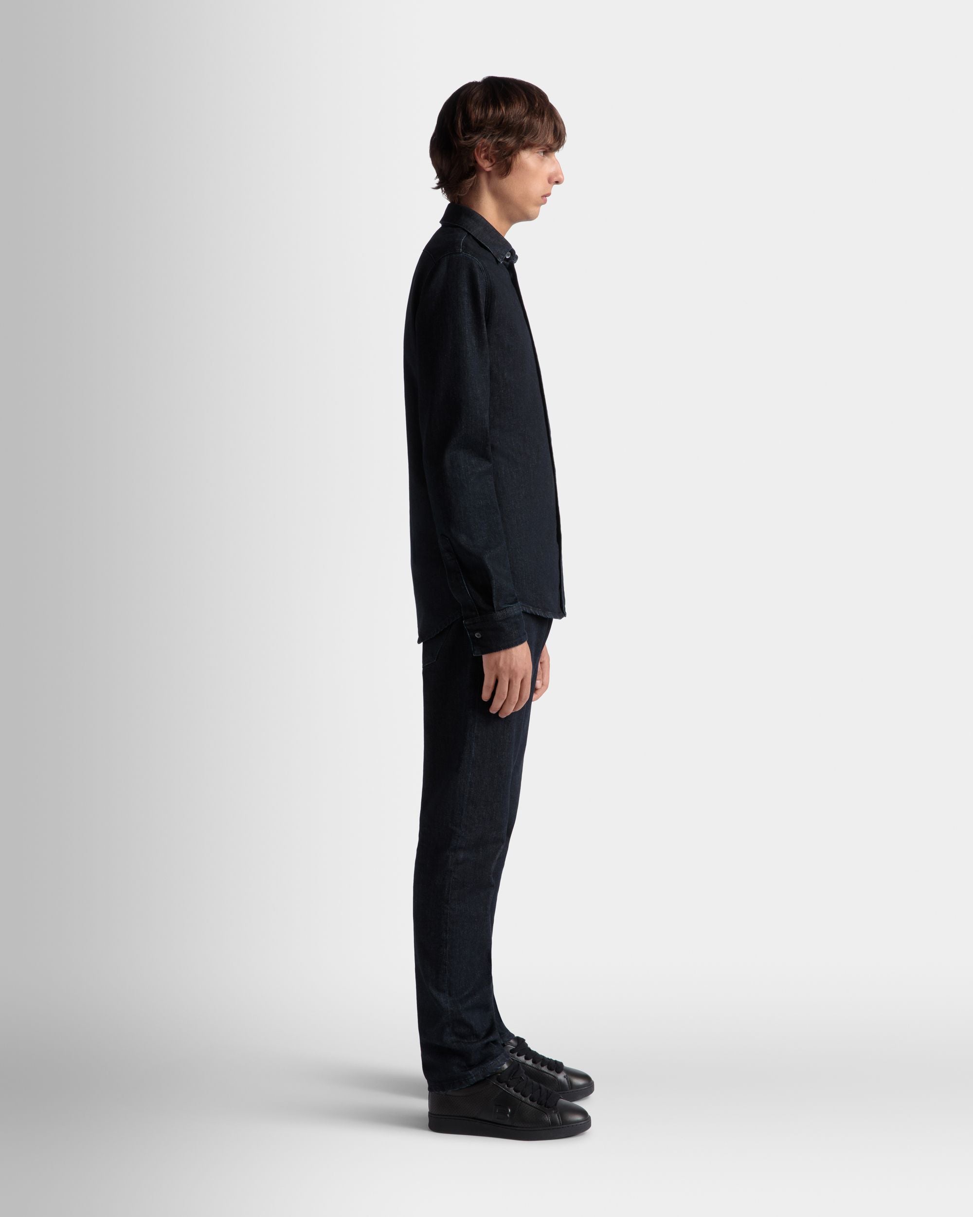 Bally Global - Chemise À Manches Longues Collection Voyage Adrien Brody En Coton Mélangé Navy Blue - Bleu