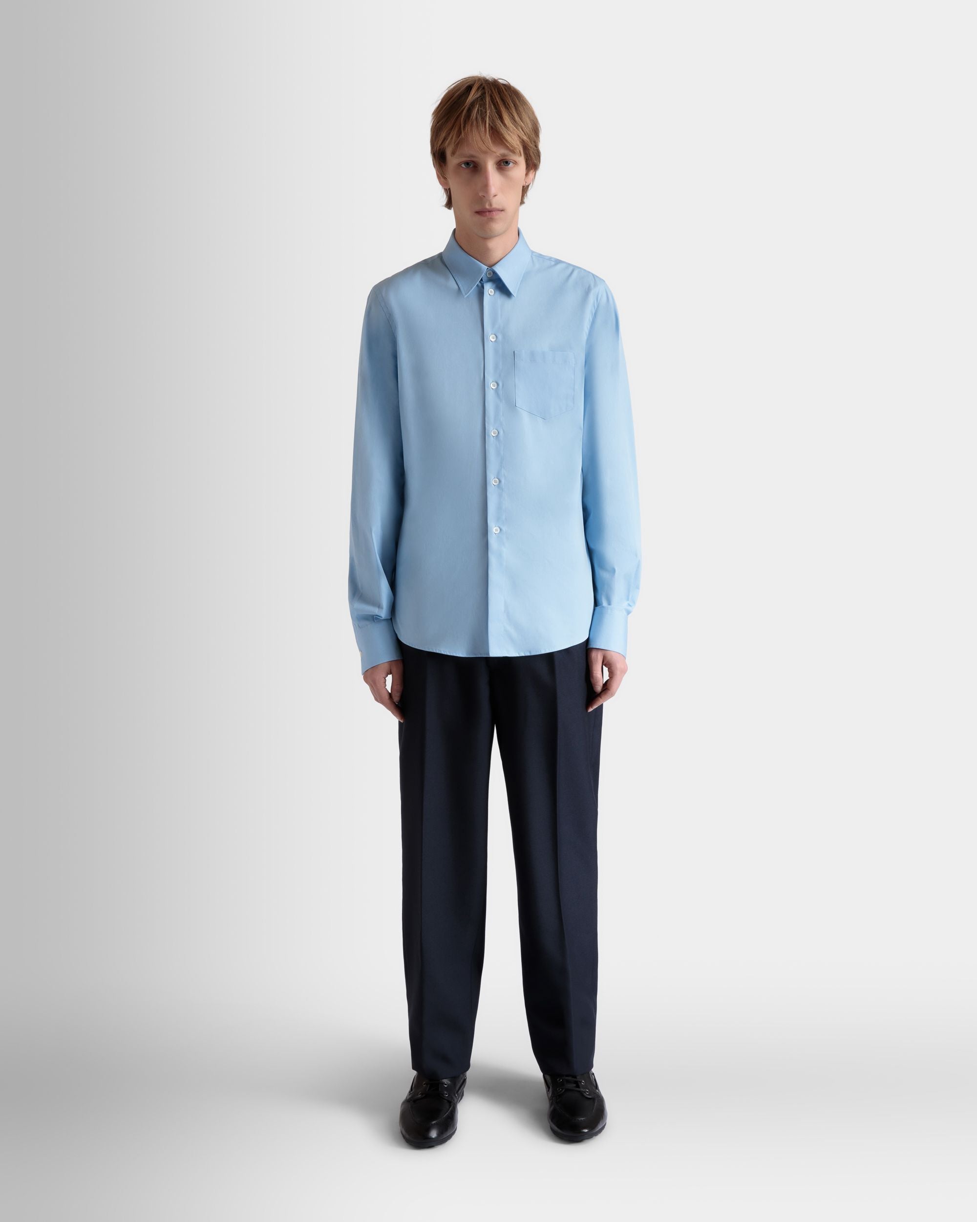 Bally Global - Chemise À Manches Longues En Coton Light Blue - Bleu