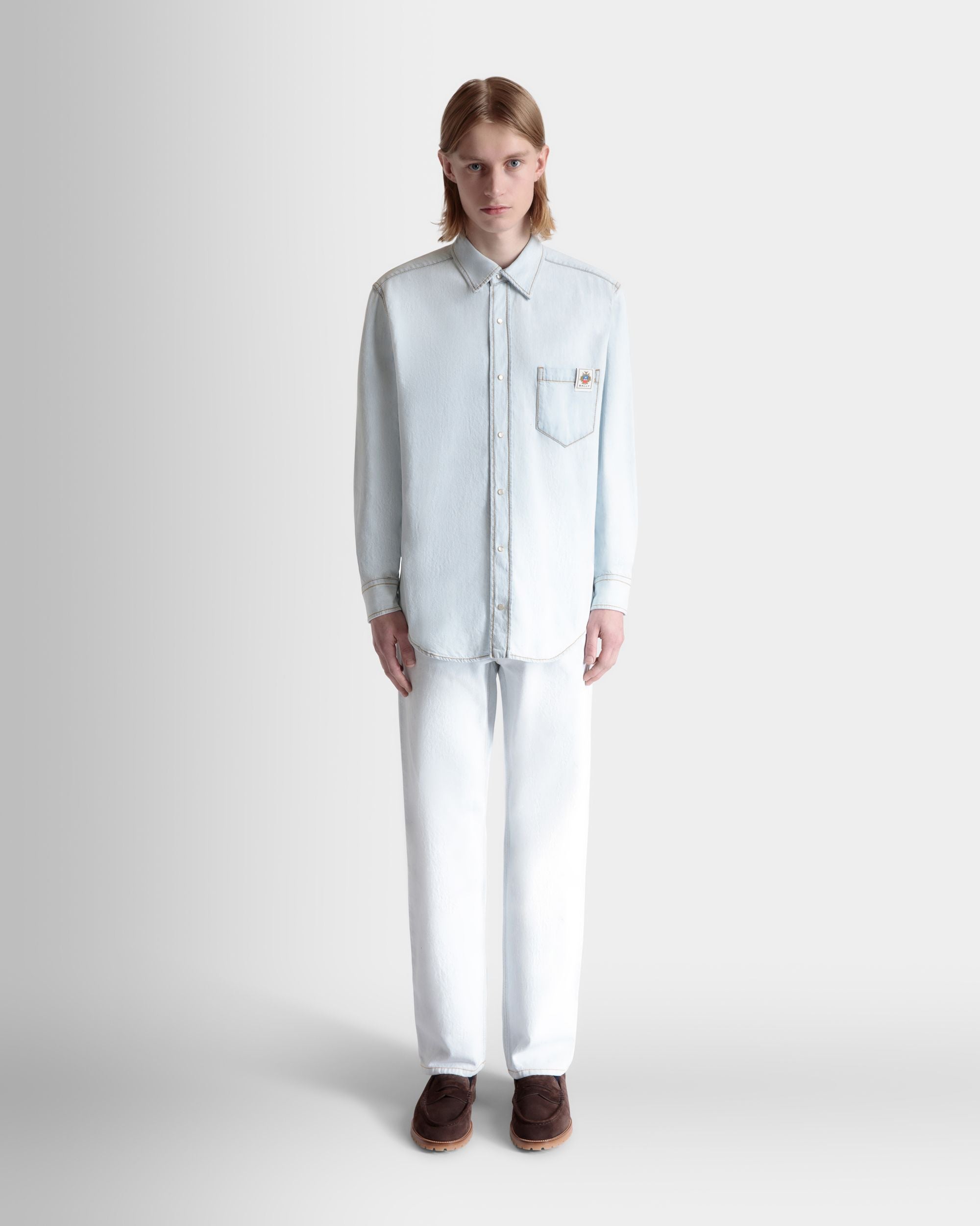 Bally Global - Long Sleeve Shirt in Light Blue Cotton - Blue