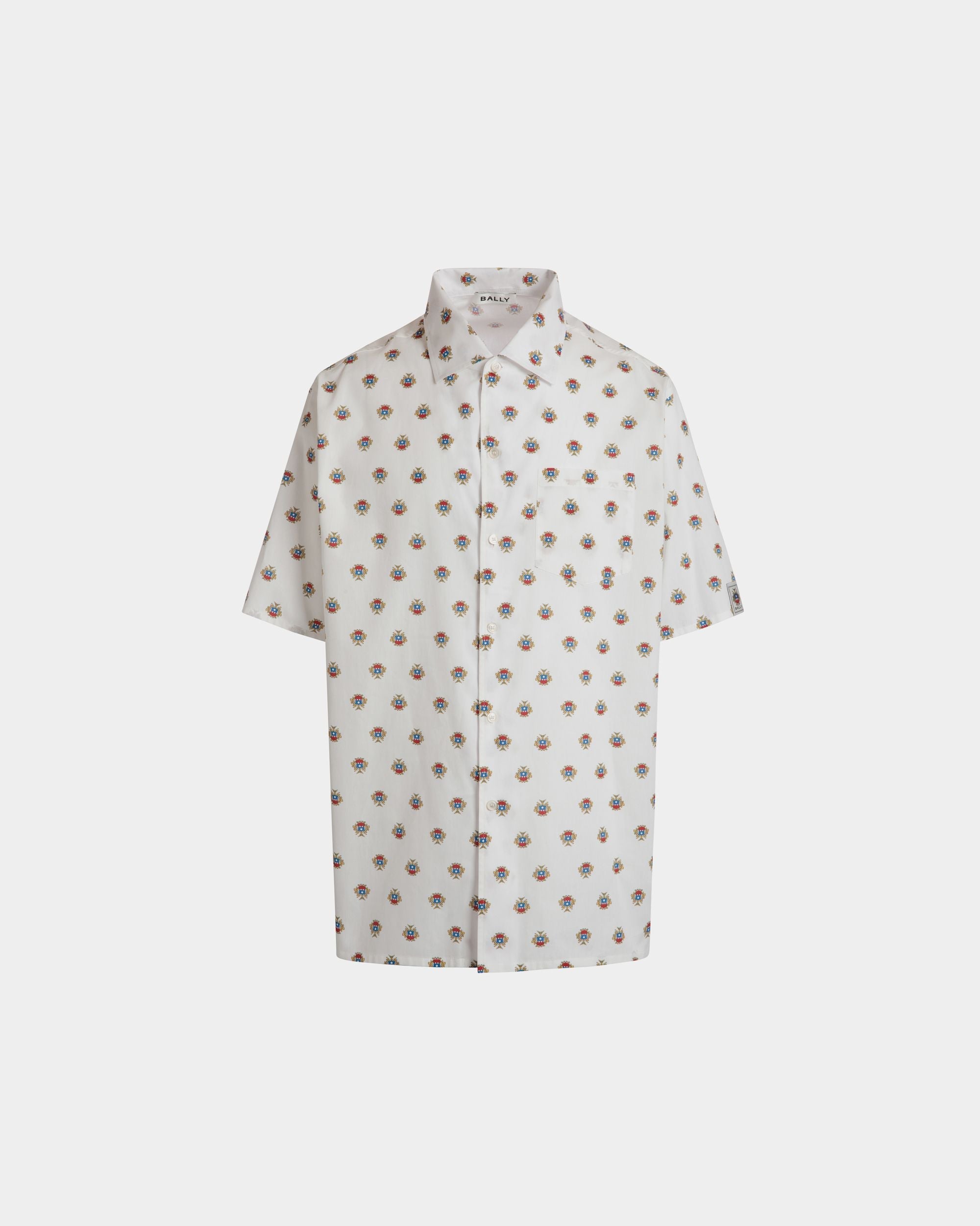 Bally Global - Chemise De Bowling En Coton Blanc Avec Un Imprimé Écusson Bally Crest All-Over - Blanc