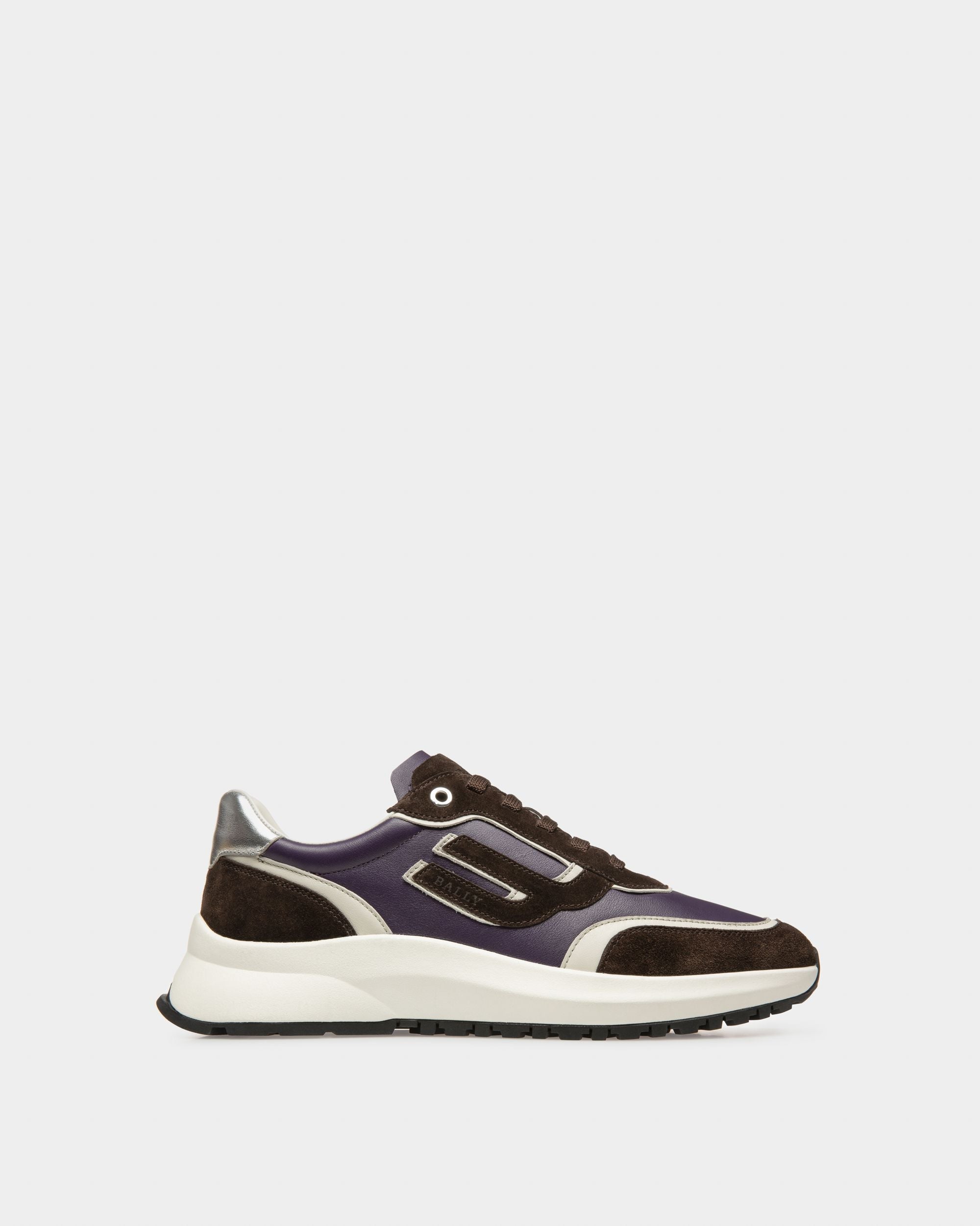 Bally Global - Sneaker Outline En Cuir Violet Et Daim Marron - Multicolore