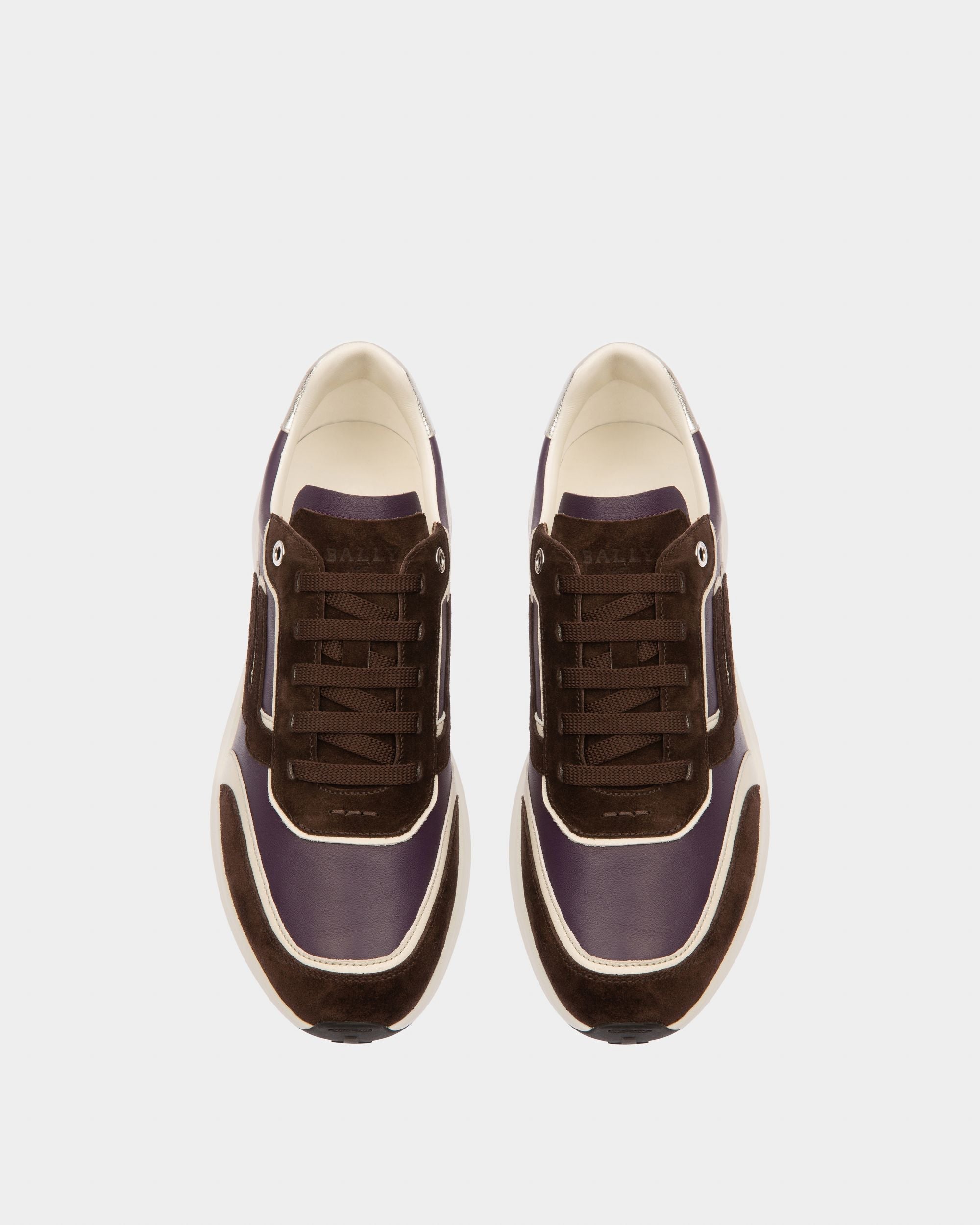 Bally Global - Sneaker Outline En Cuir Violet Et Daim Marron - Multicolore