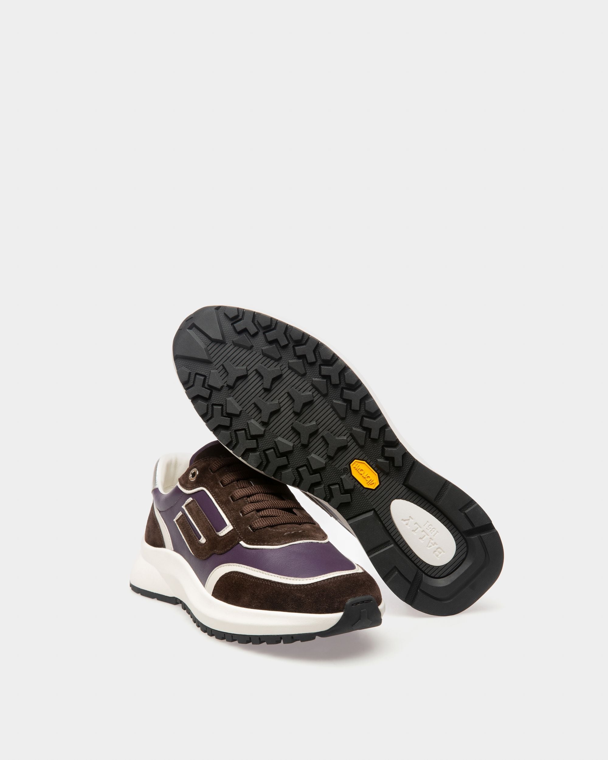 Bally Global - Outline Sneaker in Purple Leather and Brown Suede - Multicolor