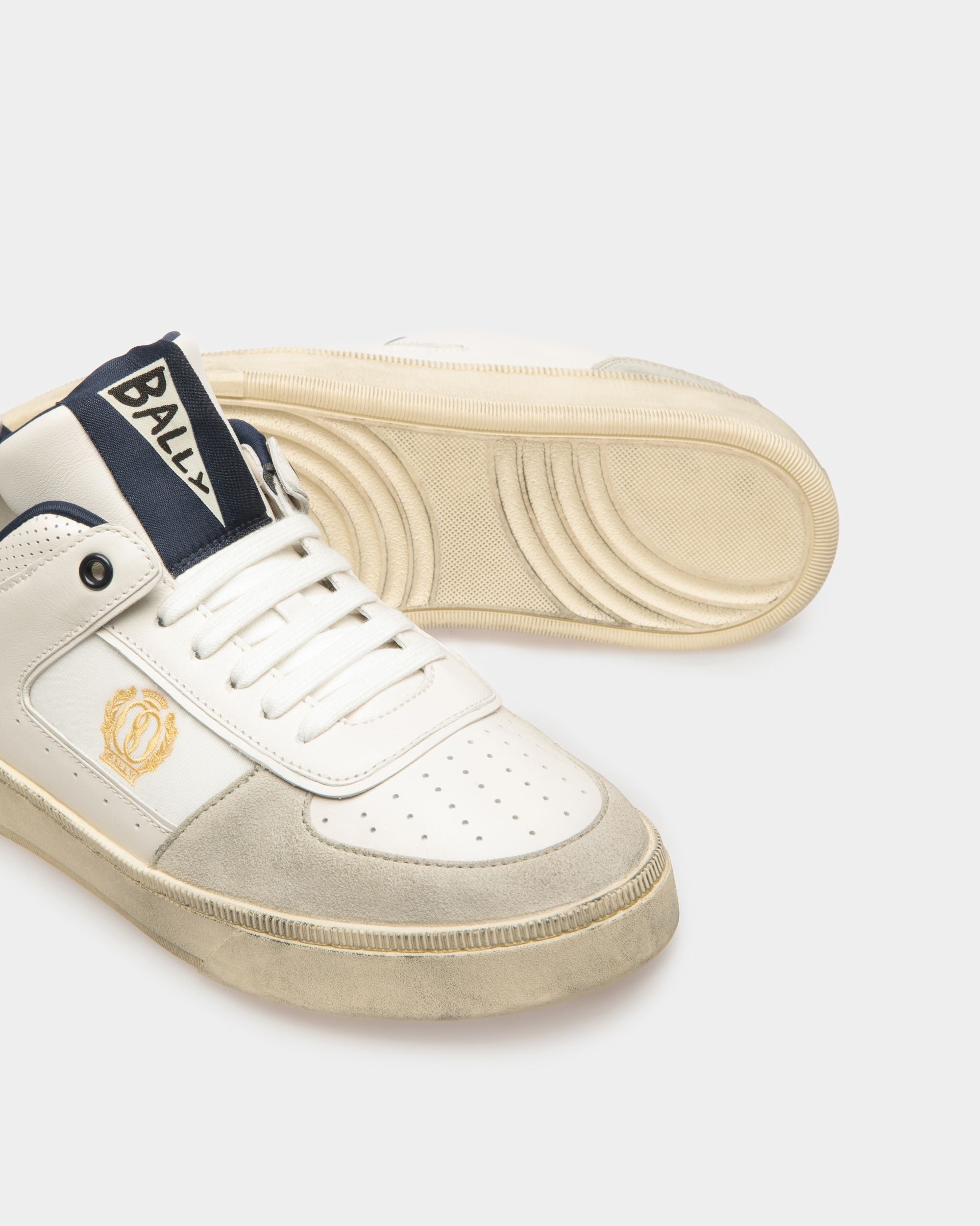 Bally Global - Raise Sneakers In Dusty White And Midnight Leather And Fabric - White