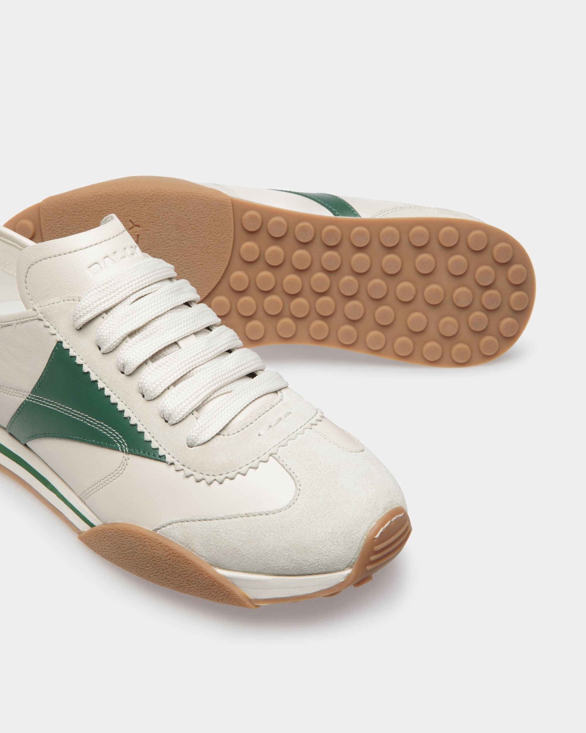 Bally Global - Sussex Sneakers In Dusty White And Kelly Green Leather - White