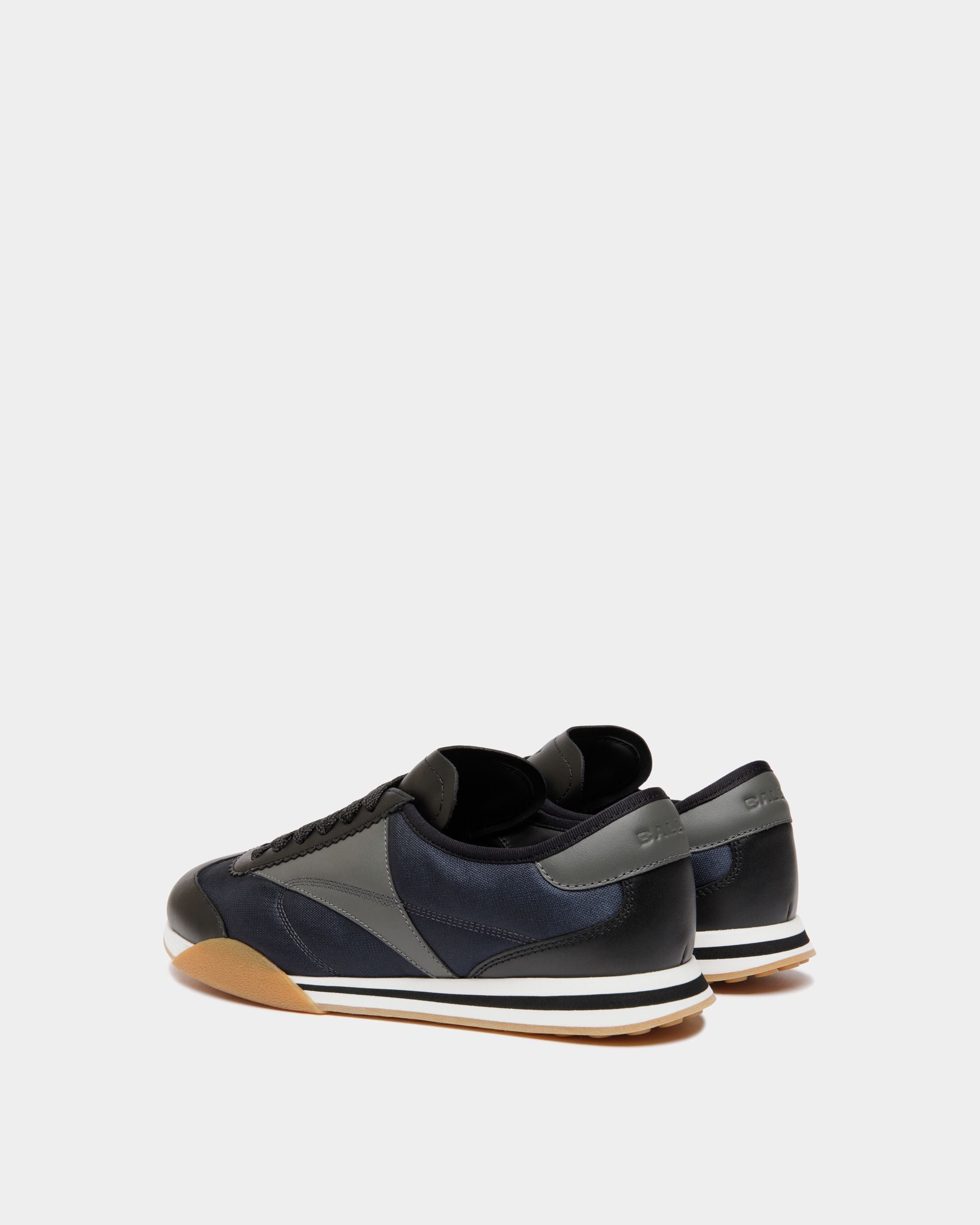 Bally Global - Zapatilla Sussex En Cuero Negro, Cuero Navy Blue y Tela - Multicolor