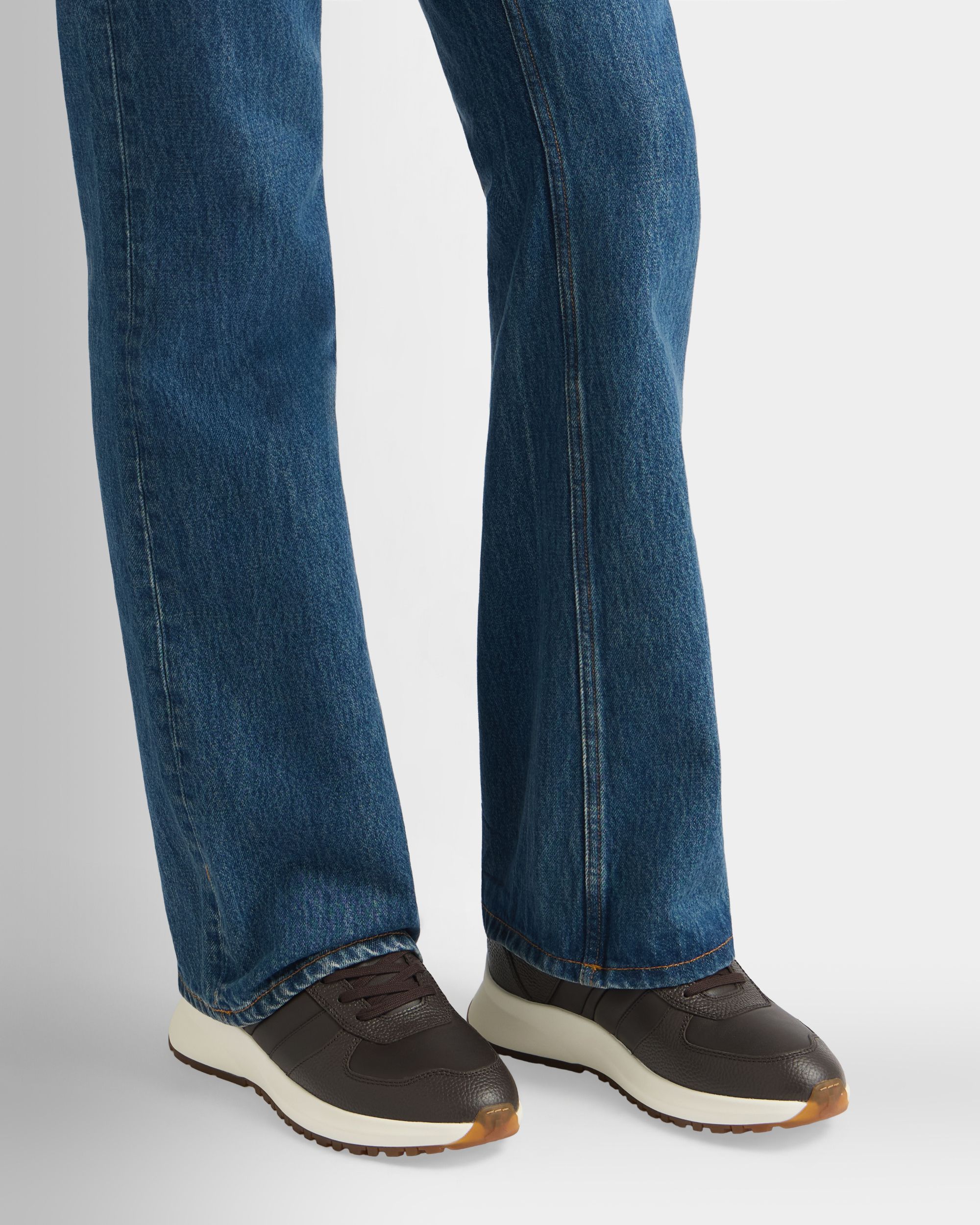 Bally Global - Outline Sneaker in Ebano Grained Leather - Brown
