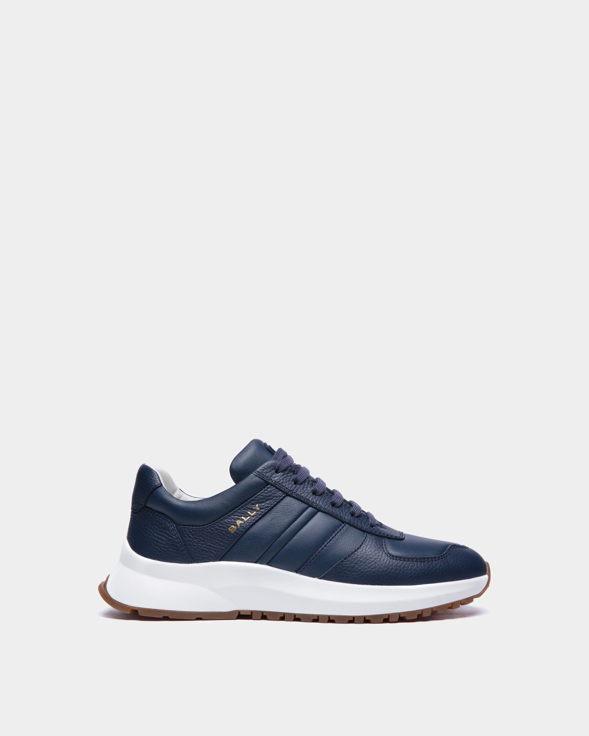 Bally Global - Outline Sneaker In Blue Grained Leather - Blue