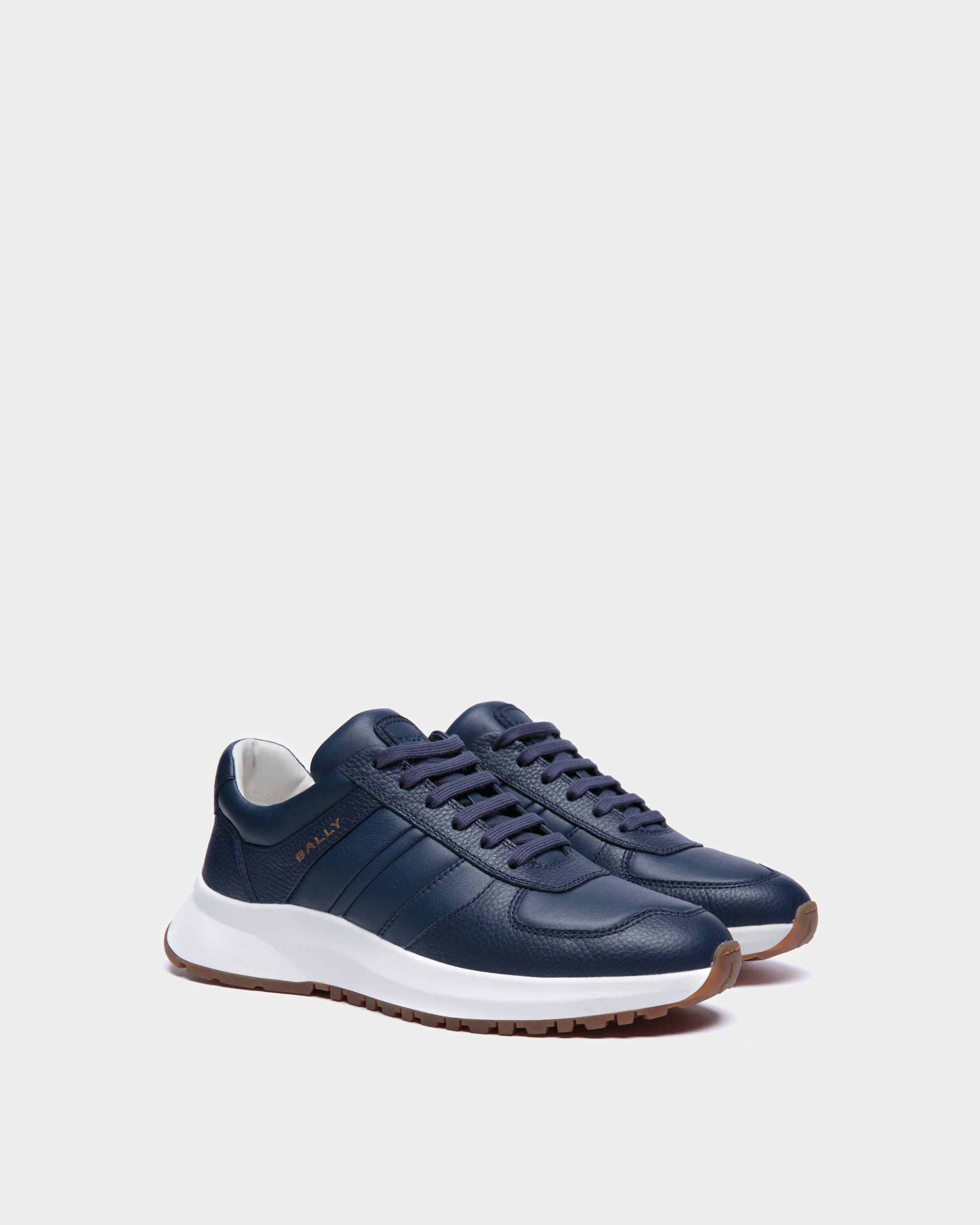 Bally Global - Outline Sneaker In Blue Grained Leather - Blue
