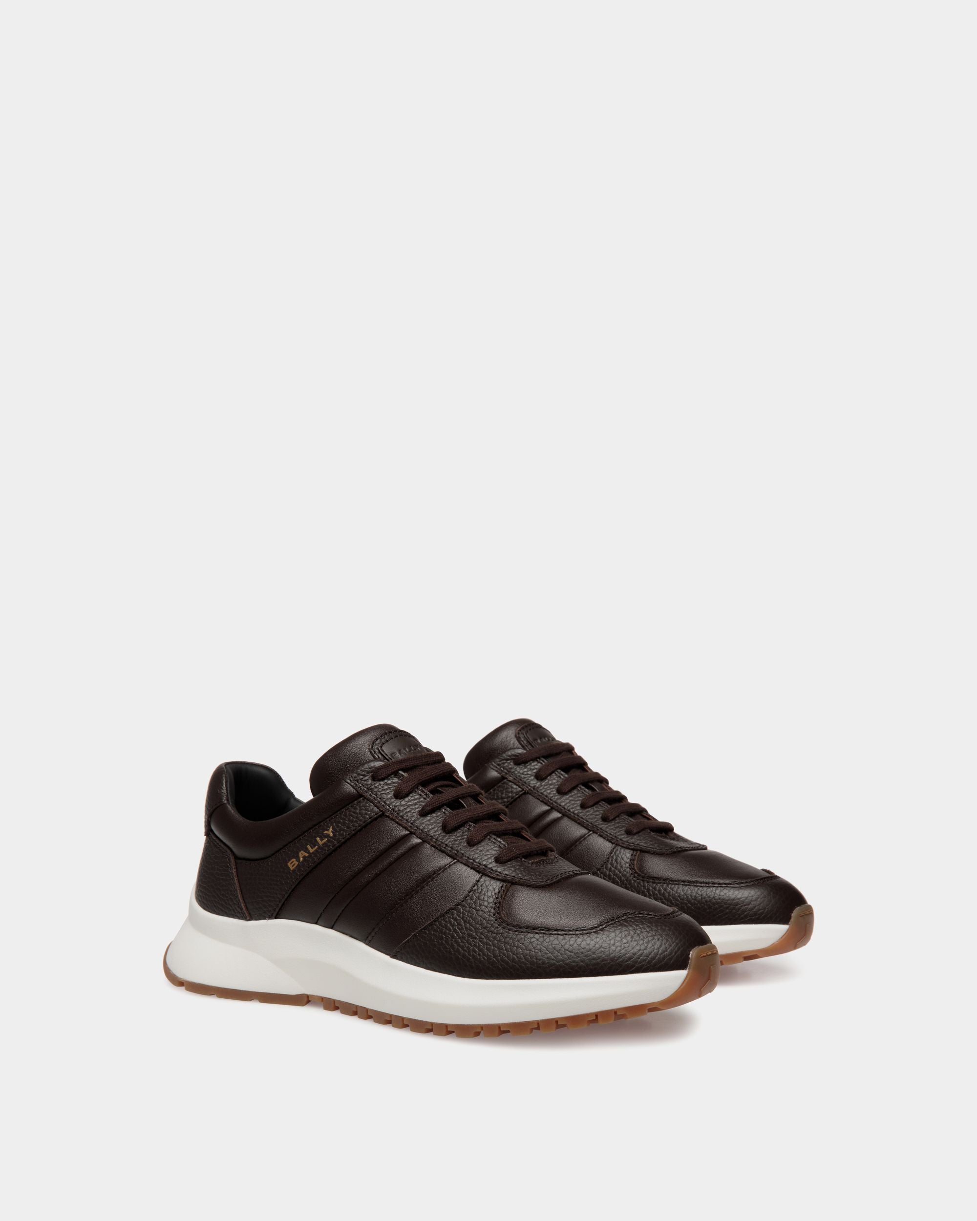 Bally Global - Zapatilla Outline De Piel Granulada Ébano - Marrón