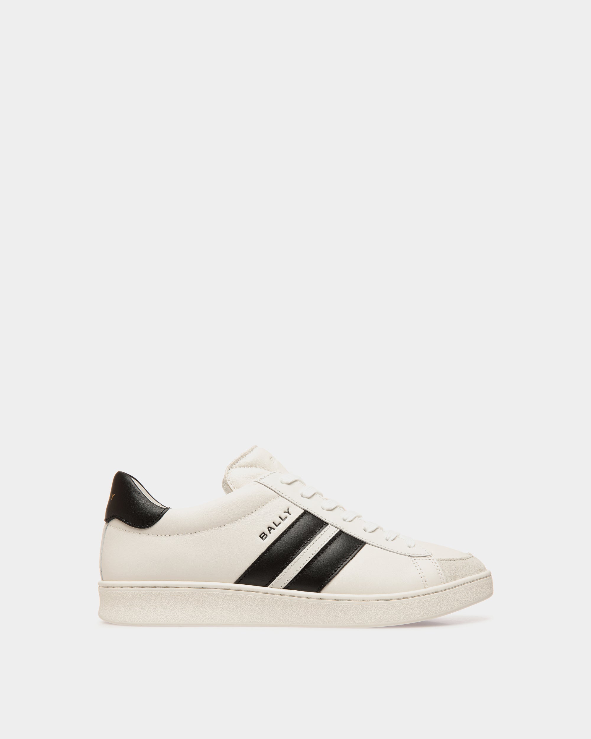 Bally Global - Tennis Sneaker in White and Black Leather - Black