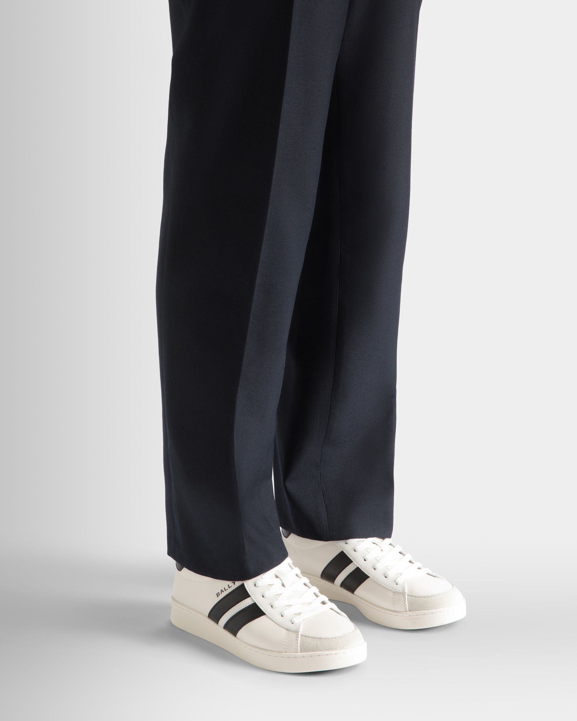 Bally Global - Tennis Sneaker in White and Black Leather - Black