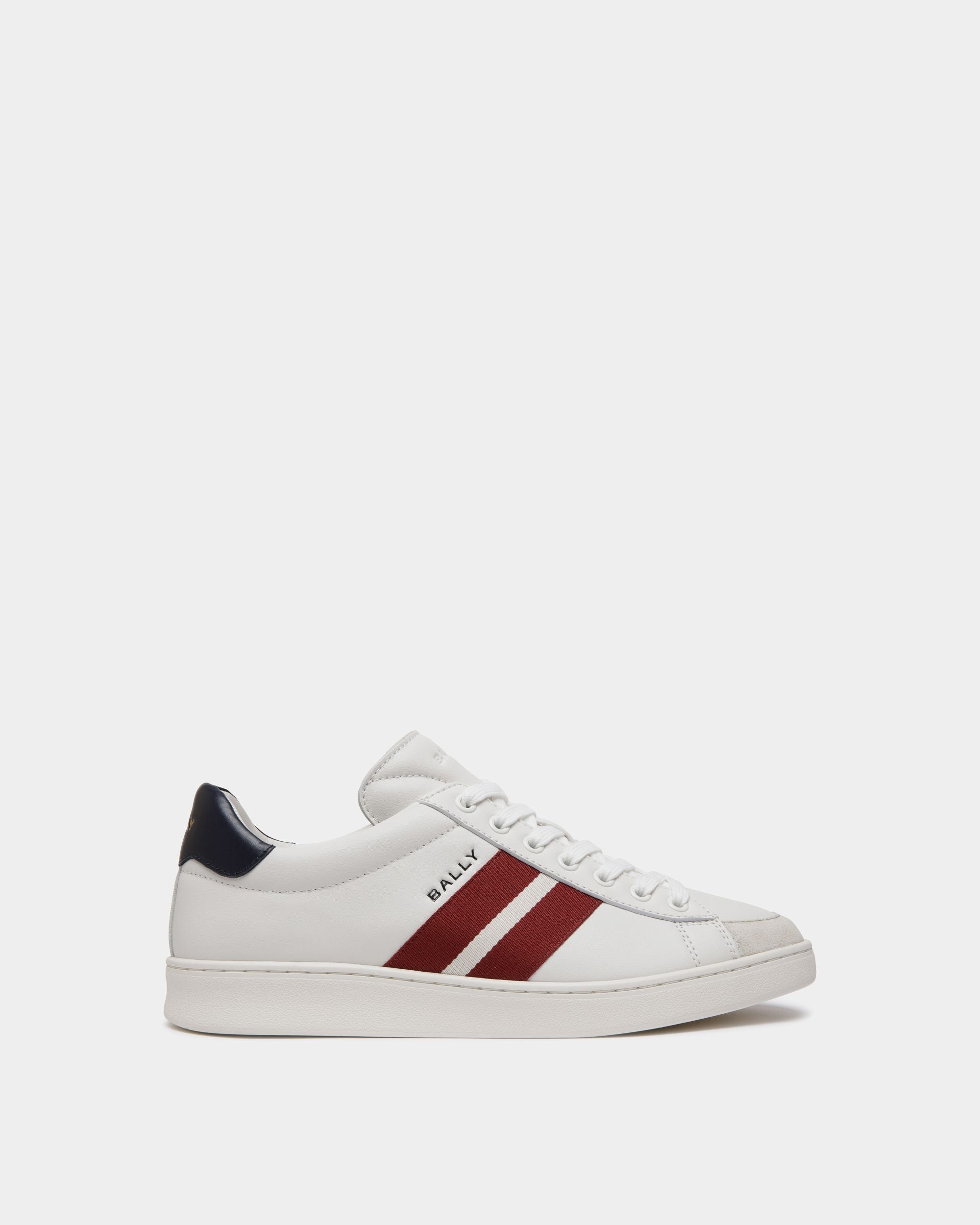 Bally Global - Tennis Sneaker in White and Navy Blue Leather - White