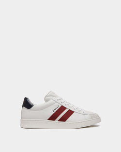 Tennis Sneaker in White and Navy Blue Leather