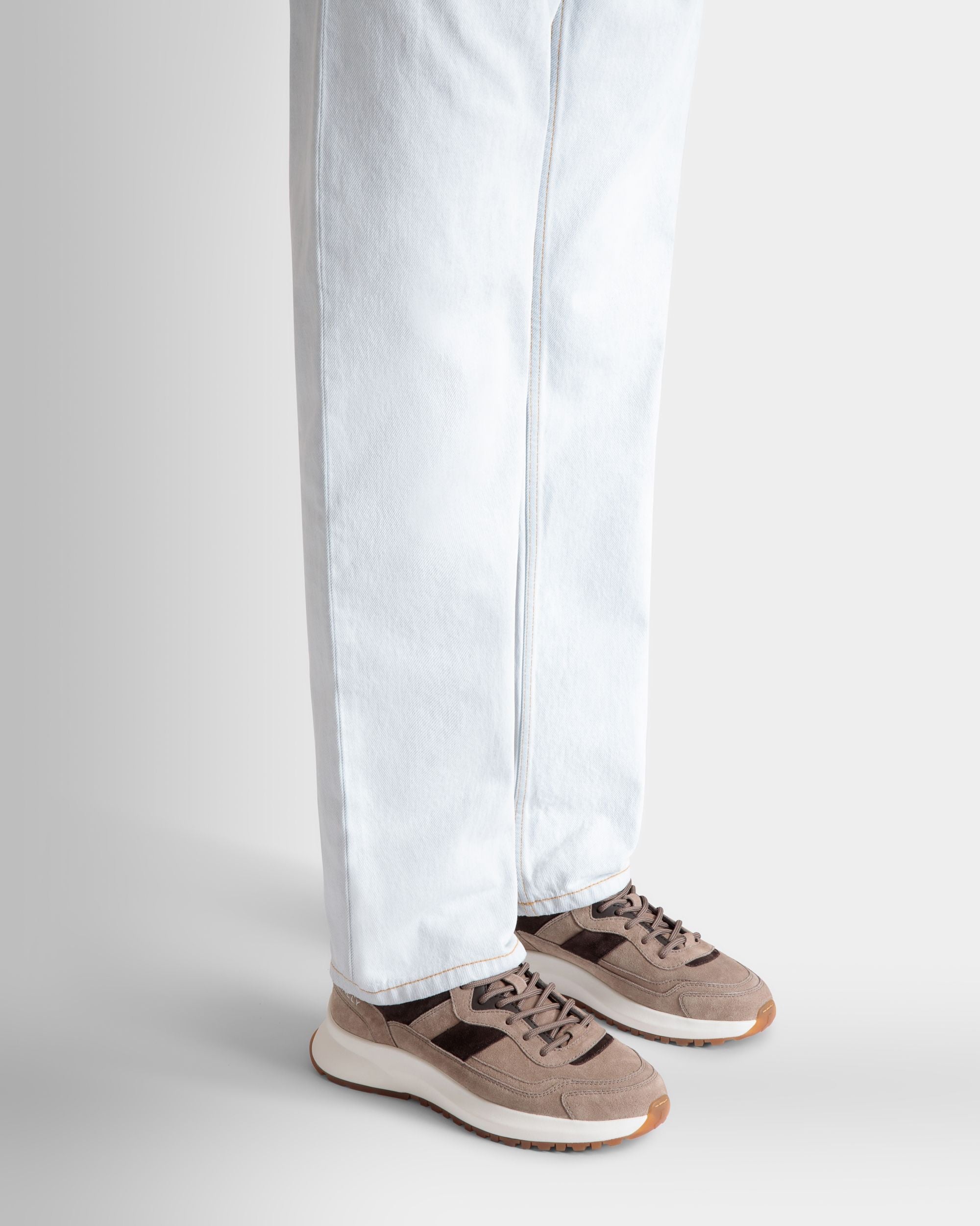Bally Global - Outline Sneaker in Taupe and Ebano Suede - Brown