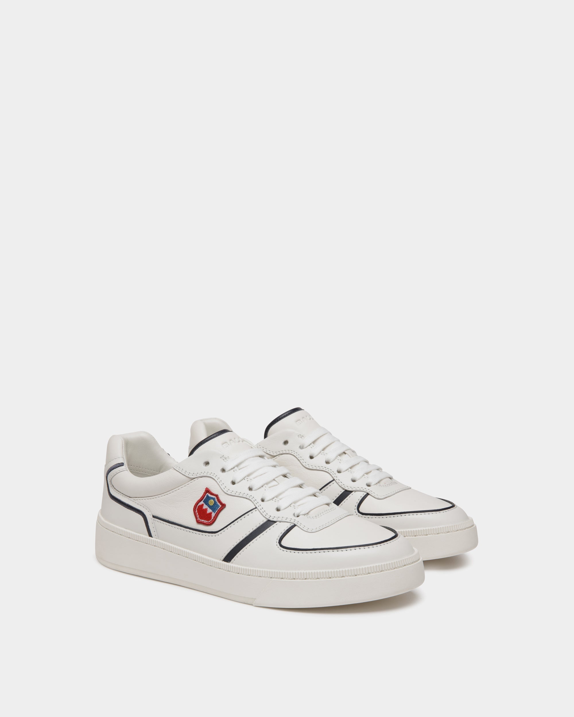 Bally Global - Raise Sneaker in White and Navy Blue Leather - White