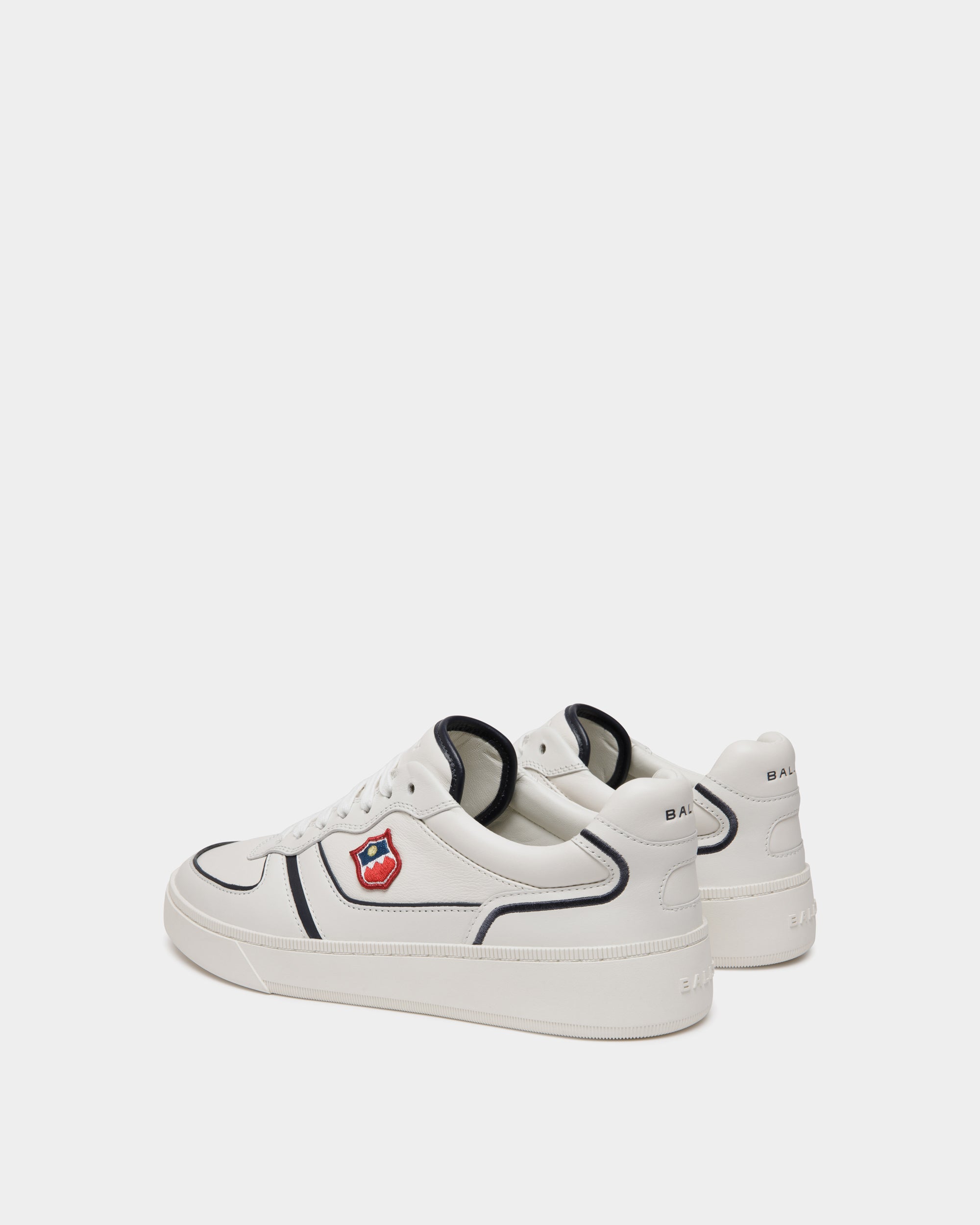 Bally Global - Raise Sneaker in White and Navy Blue Leather - White