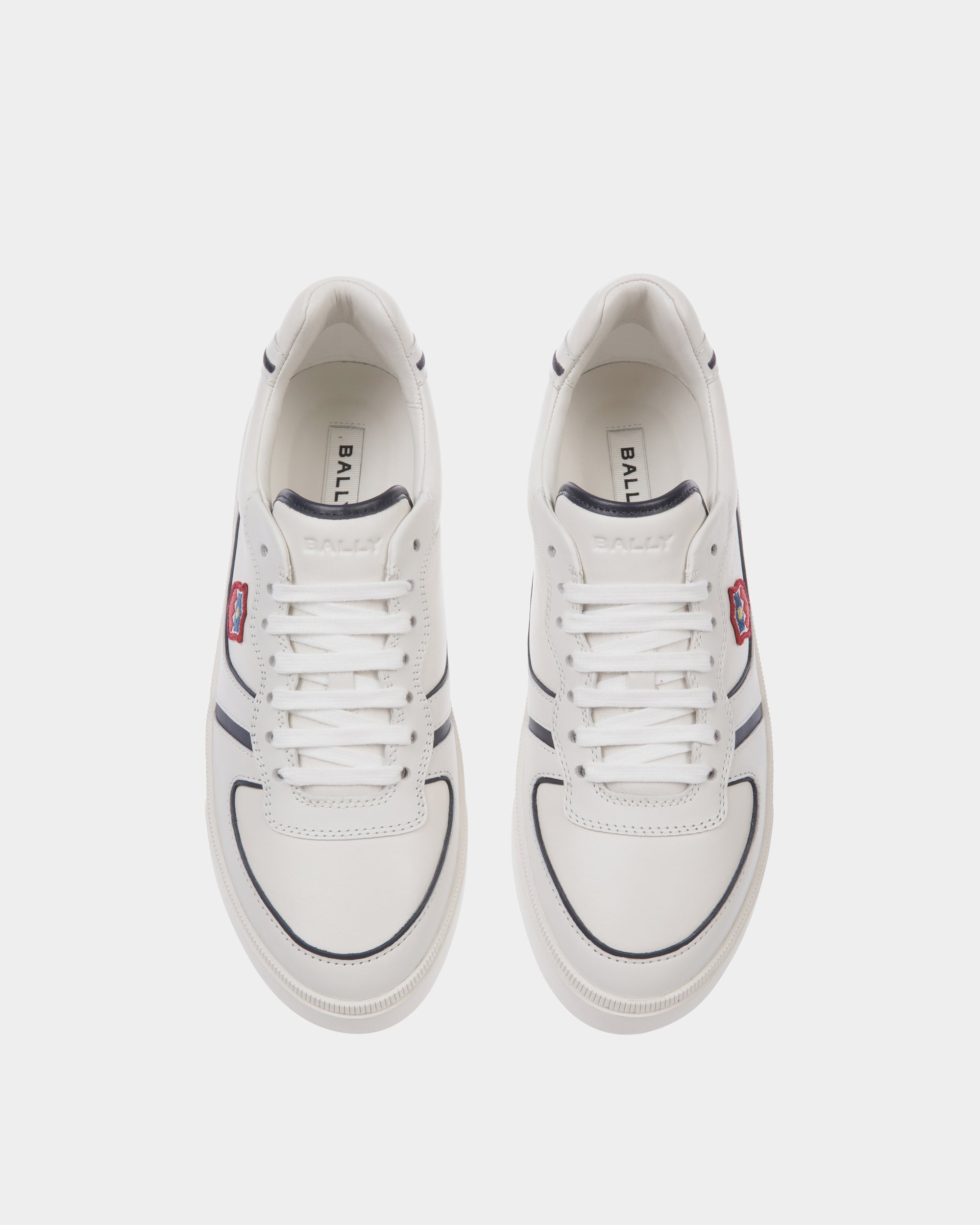 Bally Global - Raise Sneaker in White and Navy Blue Leather - White