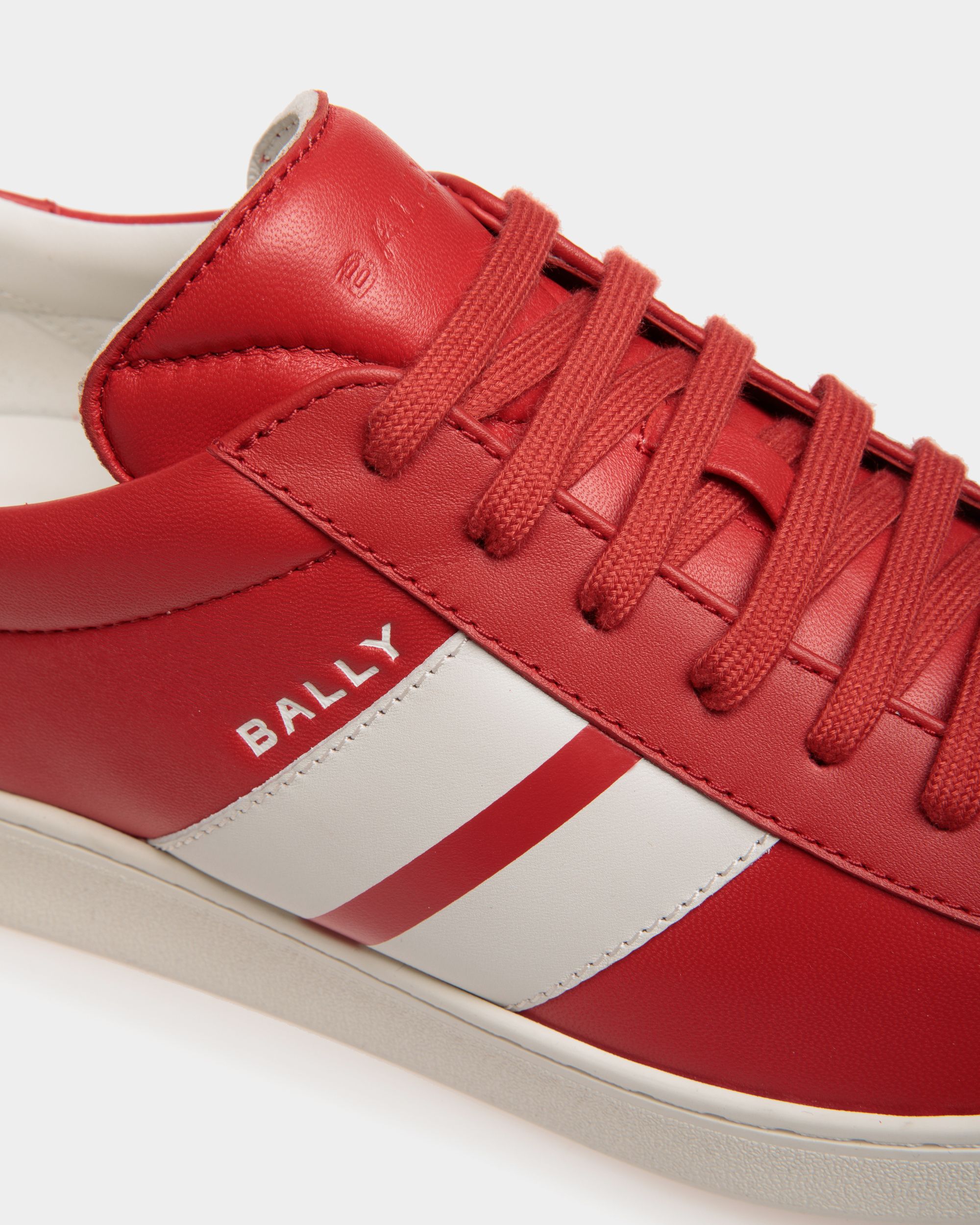 Bally Global - Tennis Sneaker In Candy Red And White Leather - Red