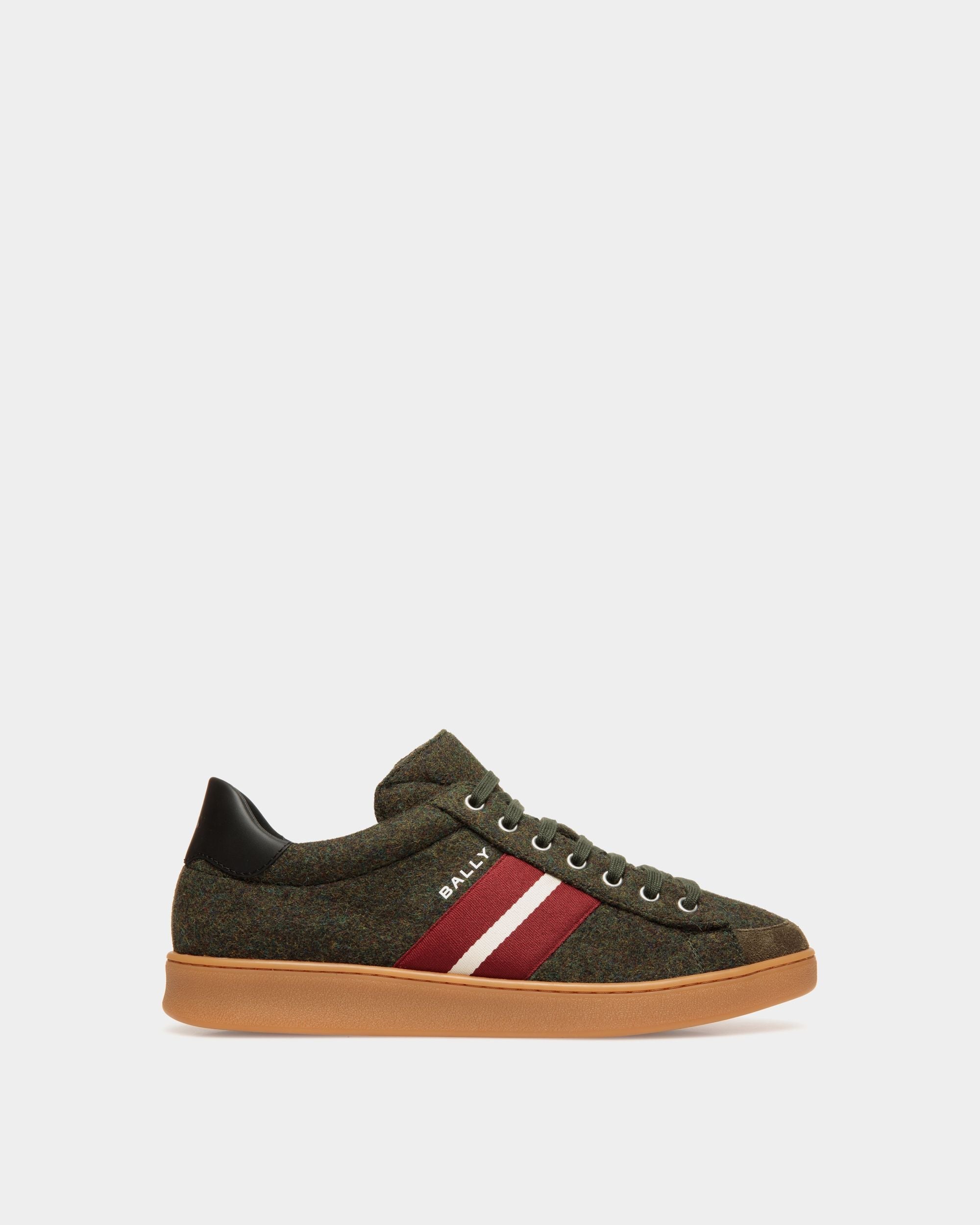 Bally Global - Tennis Sneaker In Sage Green and Black Wool Fabric and Leather - Green