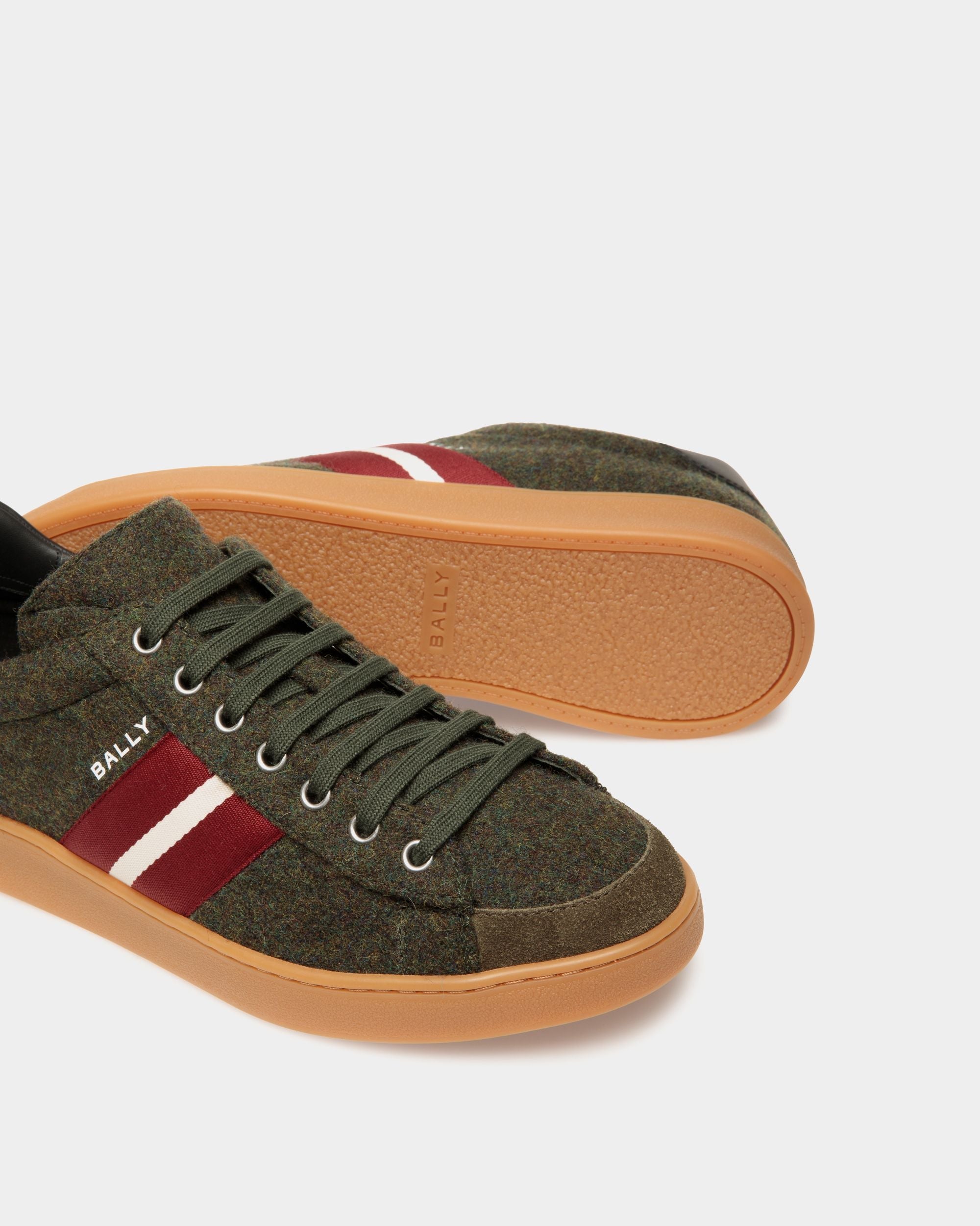 Bally Global - Tennis Sneaker In Sage Green and Black Wool Fabric and Leather - Green