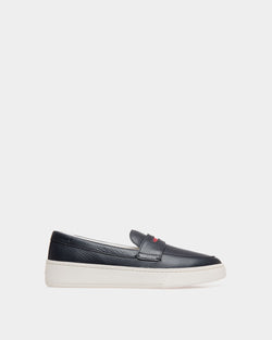 Raise Sneaker in Navy Blue Grained Leather
