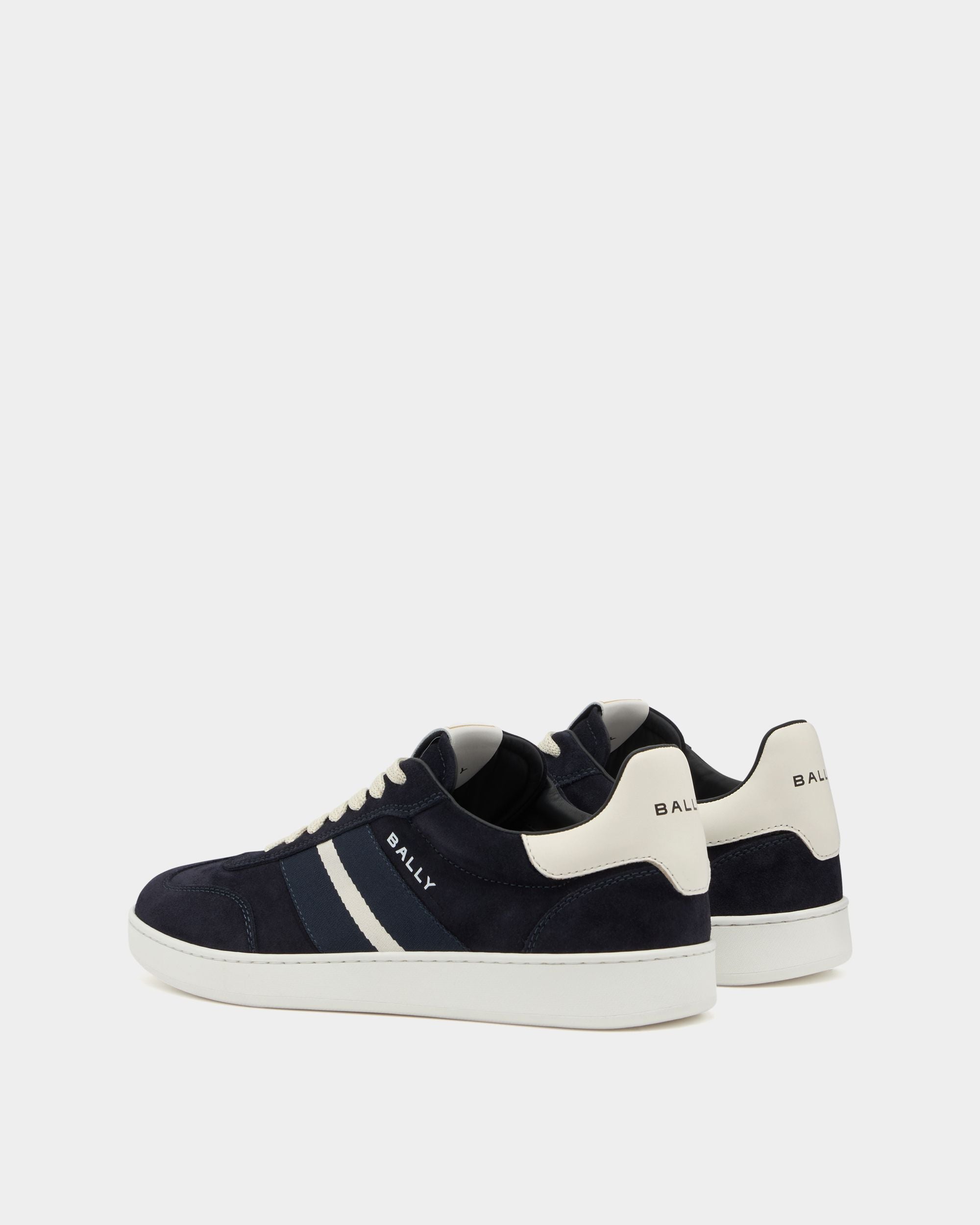 Bally Global - Sneaker Retro Crest En Daim Navy Blue - Vert