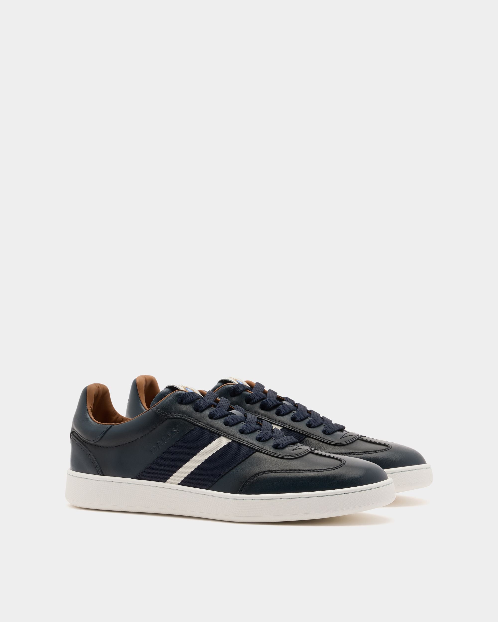 Bally Global - Retro Crest Sneaker in Navy Blue Leather - Blue