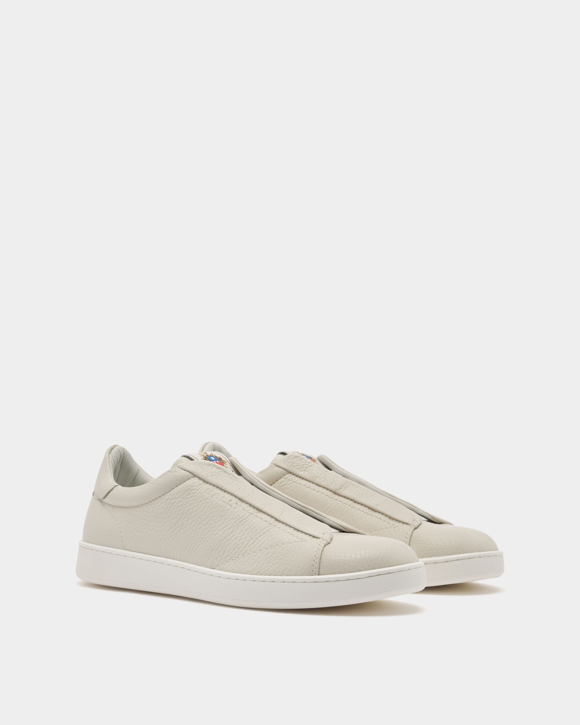 Bally Global - Retro Crest Sneaker in White Grained Leather - White