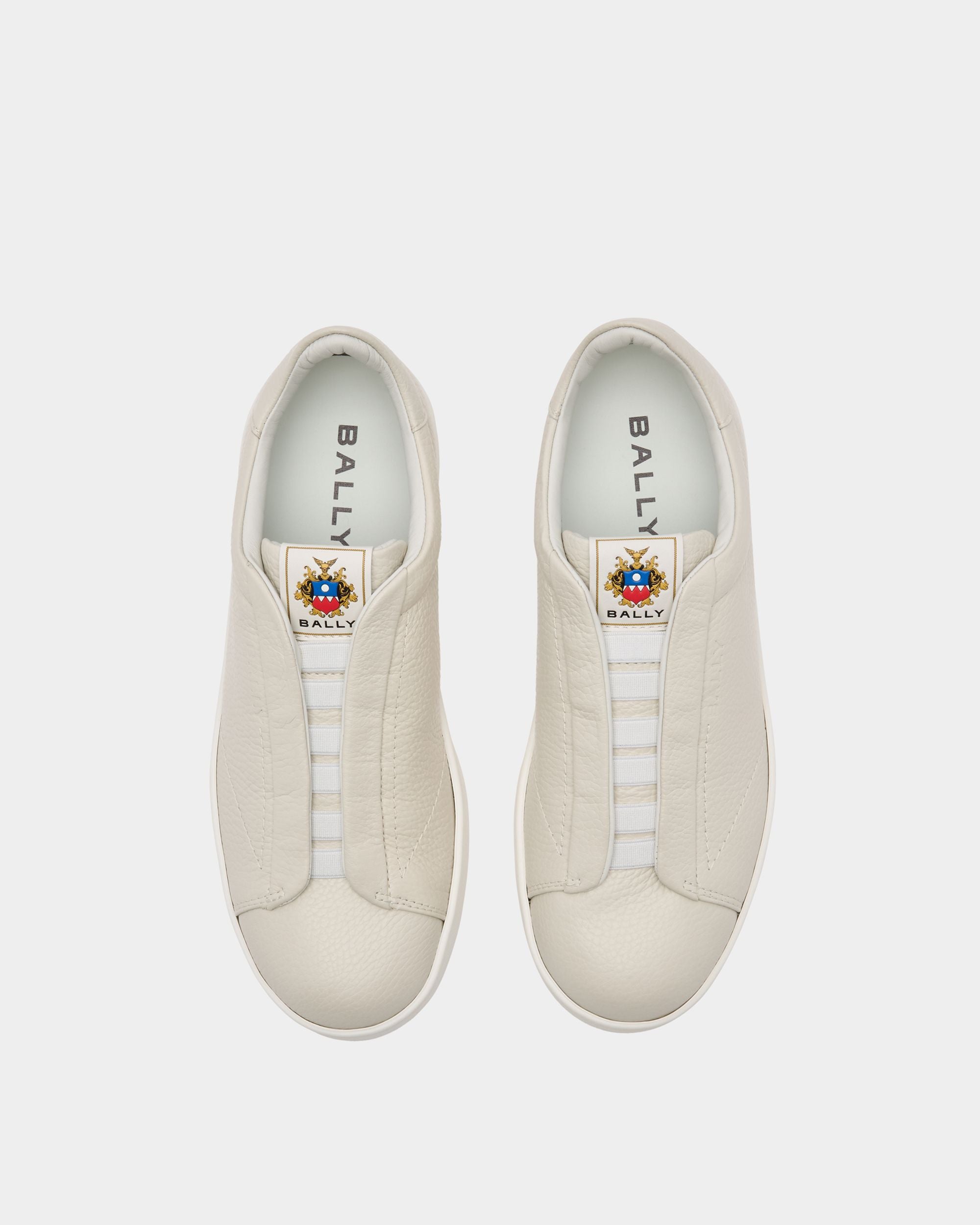 Bally Global - Sneaker Retro Crest en cuir grainé blanc - Blanc