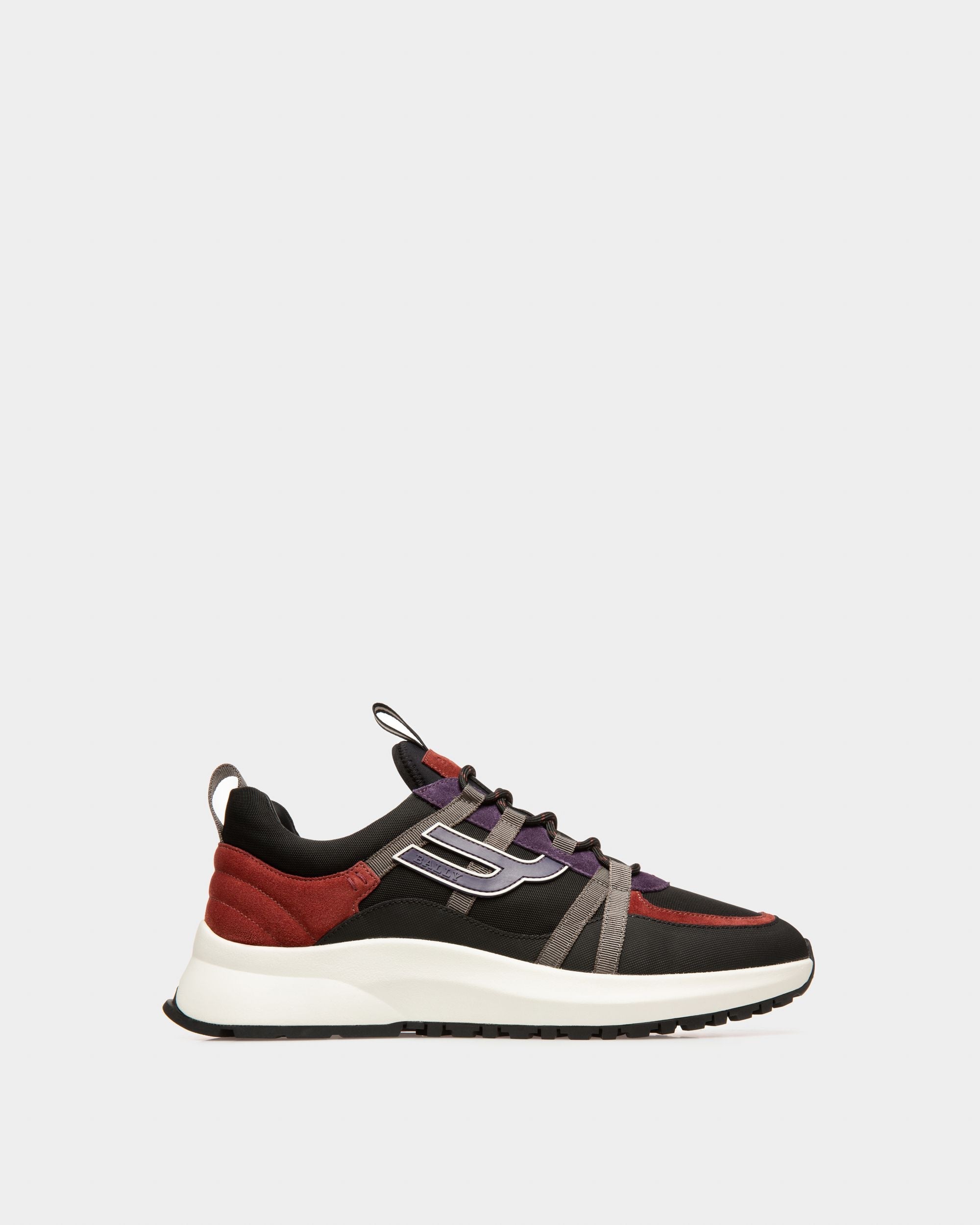 Bally Global - Damon Fabric And Leather Sneakers In Black And Heritage Red - Black