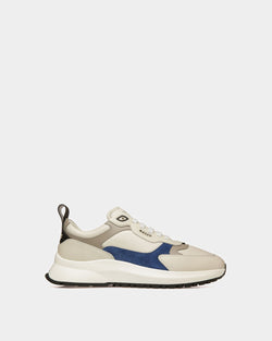 Dave Zapatillas De Tela Y Piel En Blanco Empolvado Y Azul Neón