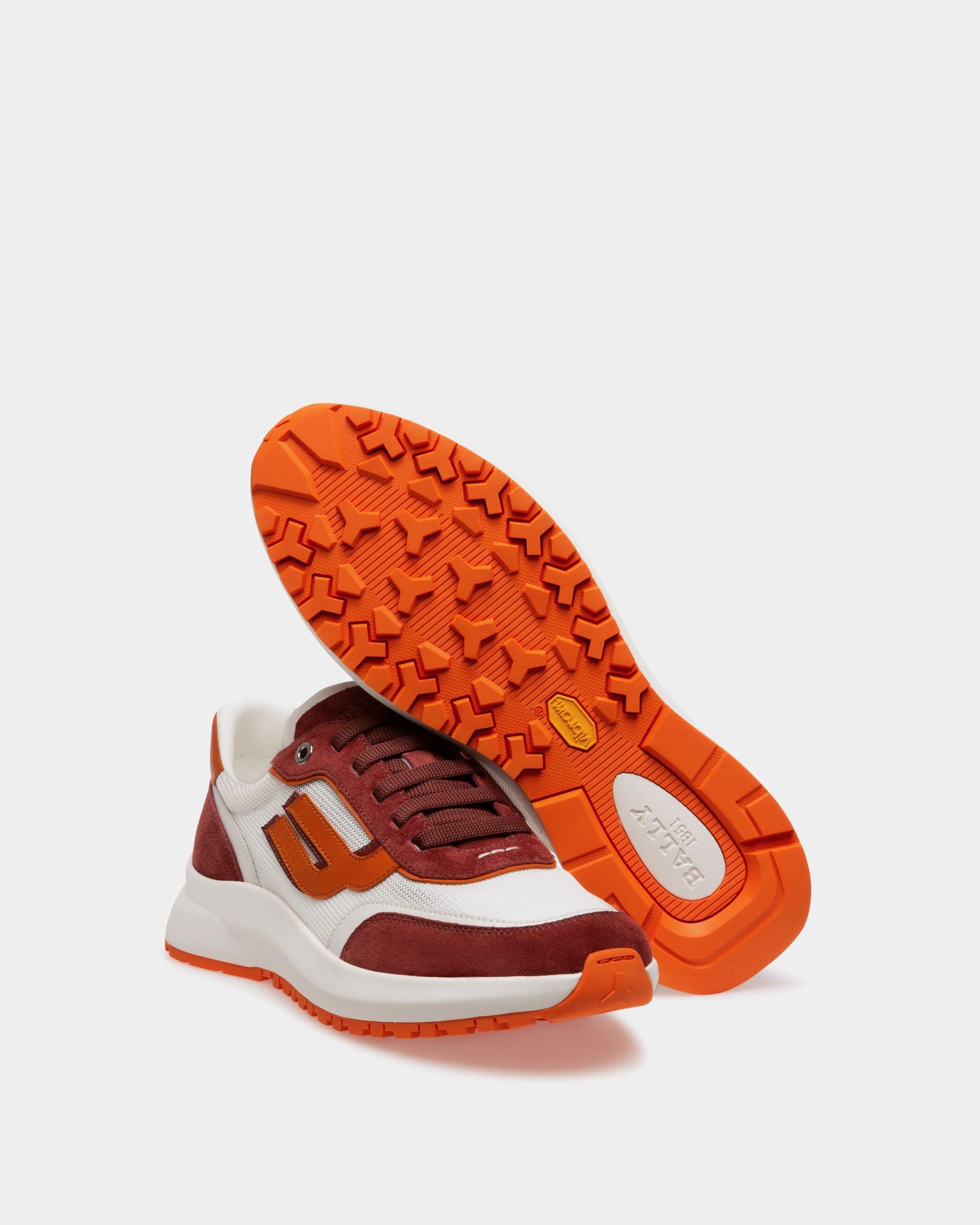Bally Global - Demmy Sneakers En Maille Et Cuir Rouge Héritage Et Blanc - Multicolore