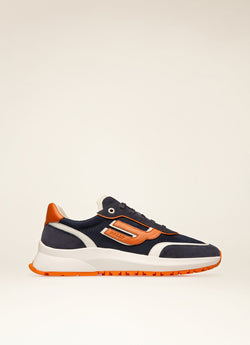 Demmy Zapatillas En Malla Y Piel De Color Azul Marino Y Blanco