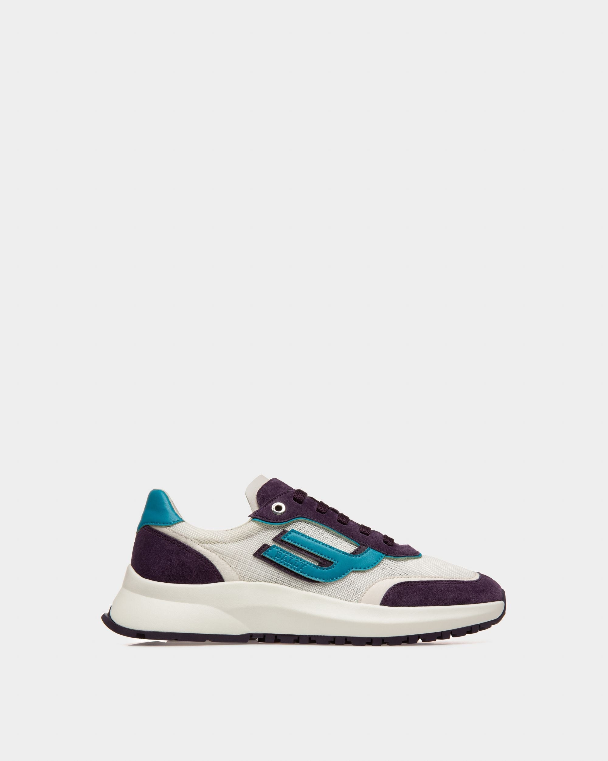 Bally Global - Demmy Mesh & Leather Sneakers In White & Purple - Violet