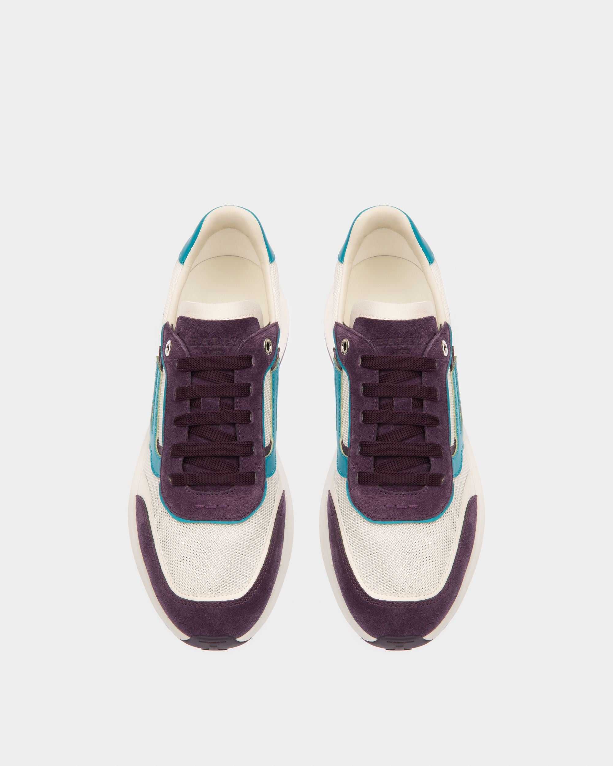 Bally Global - Demmy Mesh & Leather Sneakers In White & Purple - Violet
