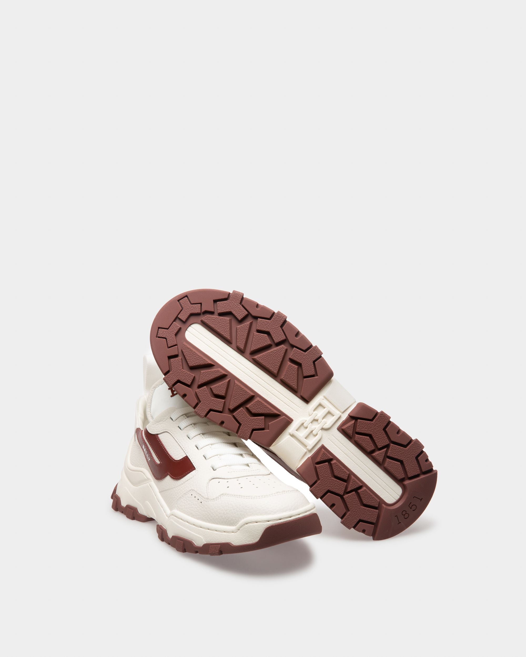 Bally Global - Holden Leather And Fabric Sneakers In White And Heritage Red - Red