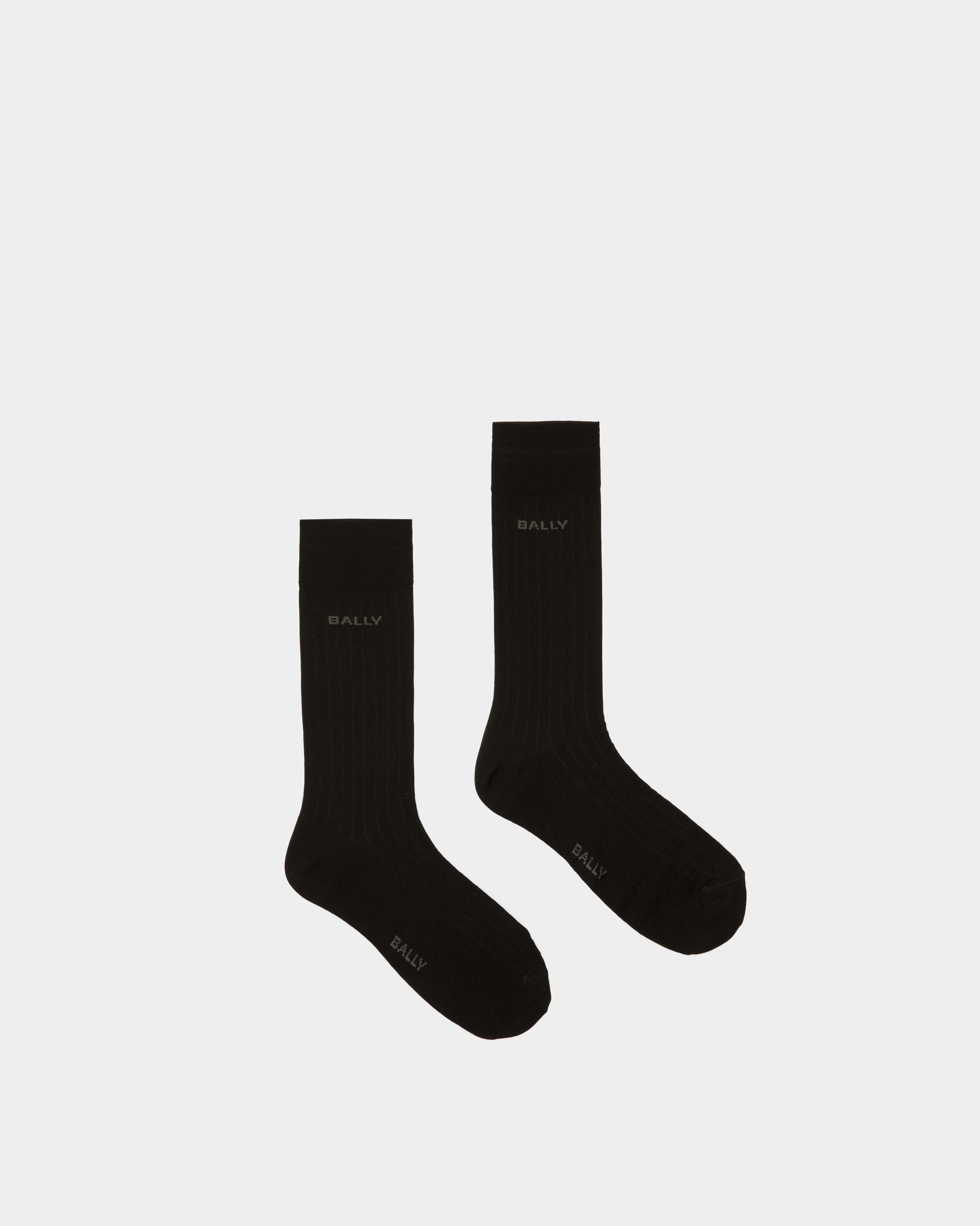 Bally Global - Logo Socks In Black Cotton Mix - Black