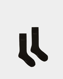 Logo Socks In Black Cotton Mix