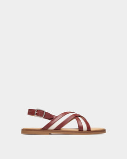 Glide Sandal In Red and White Leather