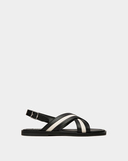 Glide Sandal In Black And White Leather