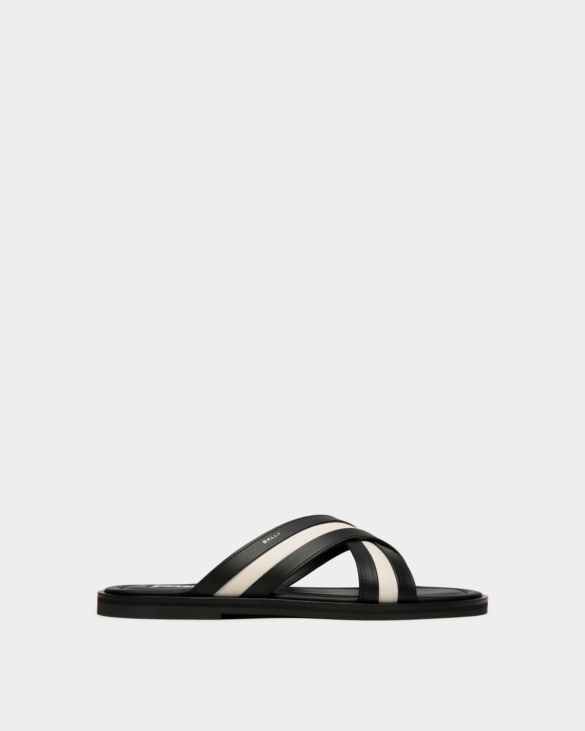 Bally Global - Glide Slip-on Sandal In Black And White Leather - Black