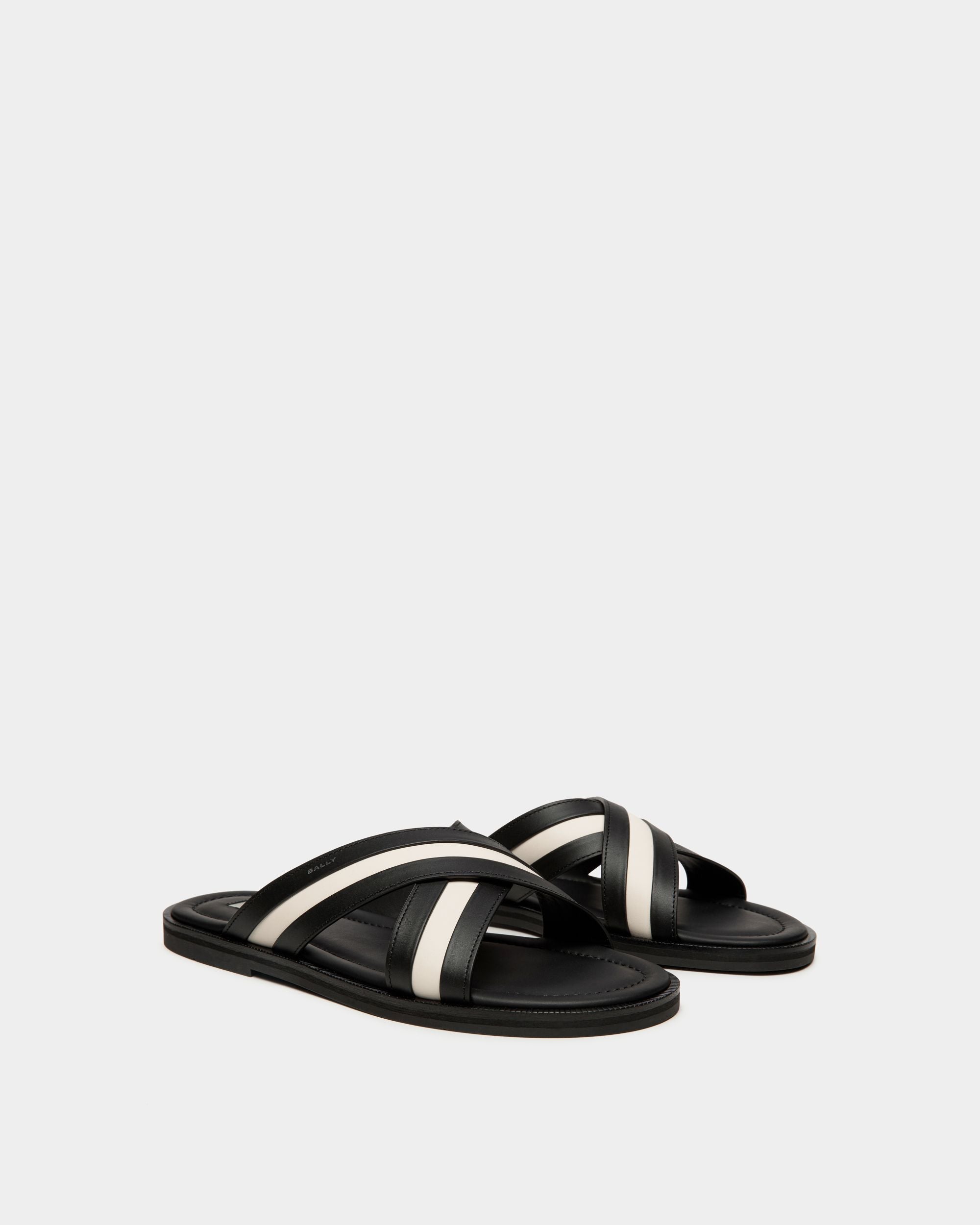 Bally Global - Glide Slip-on Sandal In Black And White Leather - Black