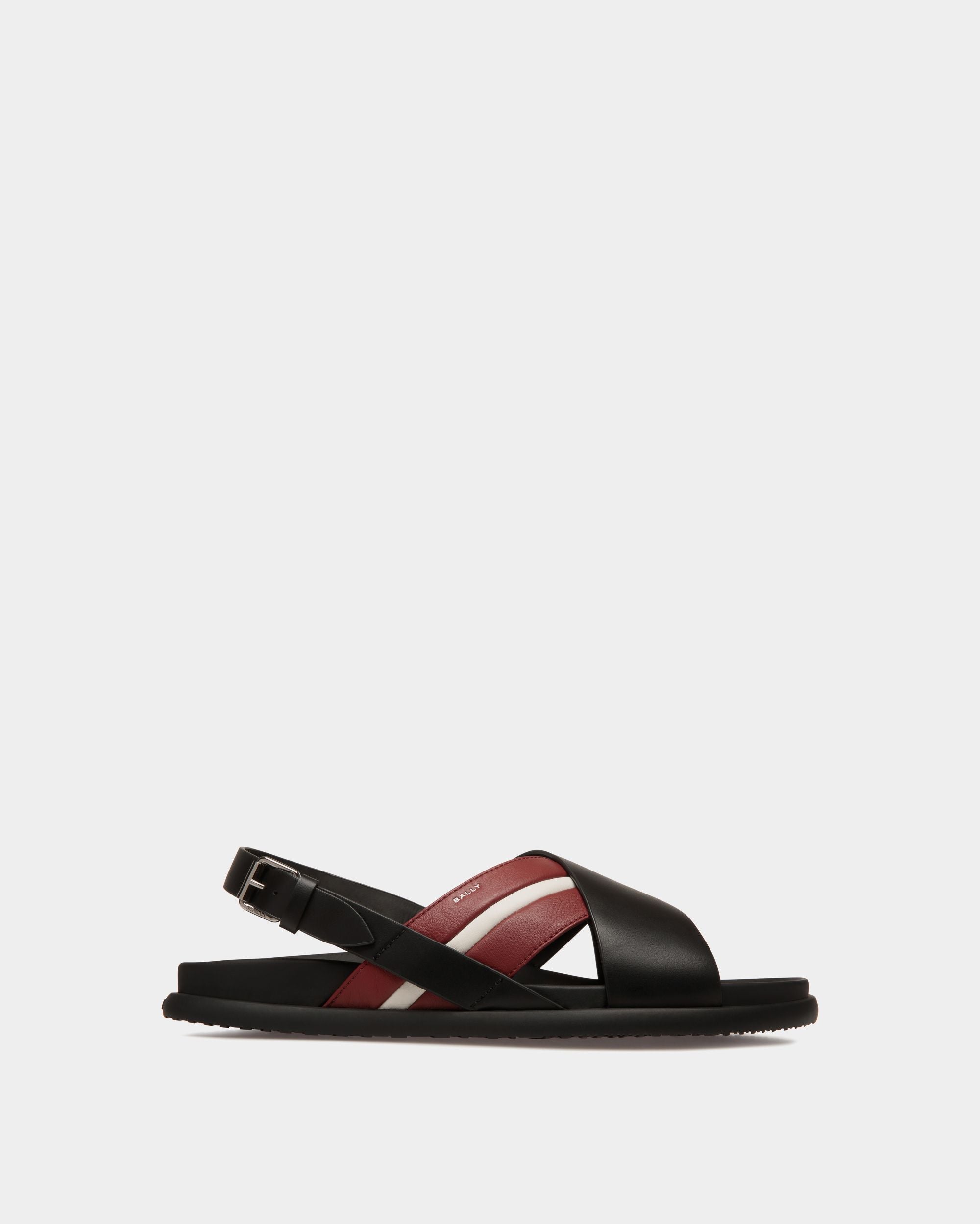 Bally Global - Newport Sandal in Black And Red Leather - Black