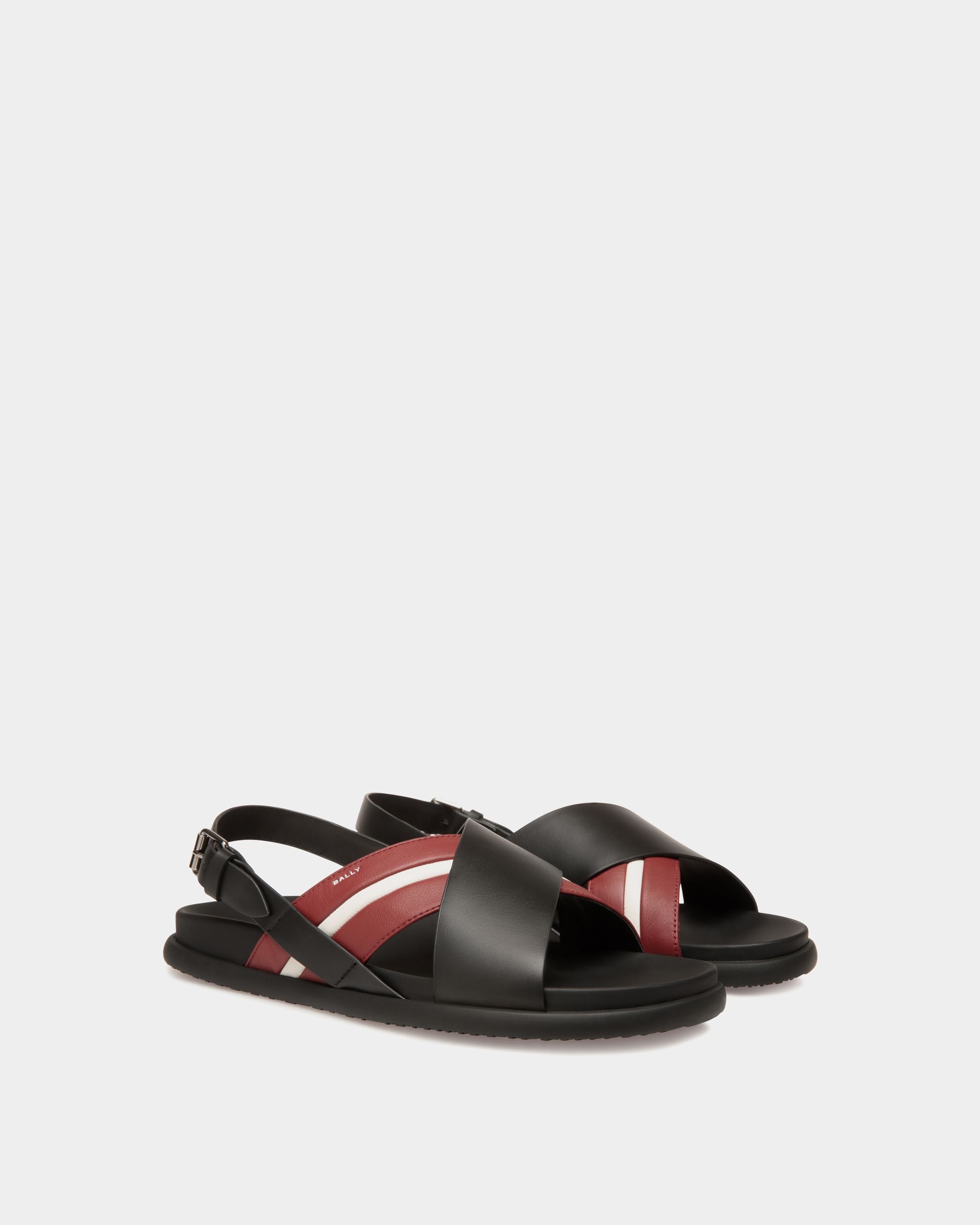 Bally Global - Newport Sandal in Black And Red Leather - Black