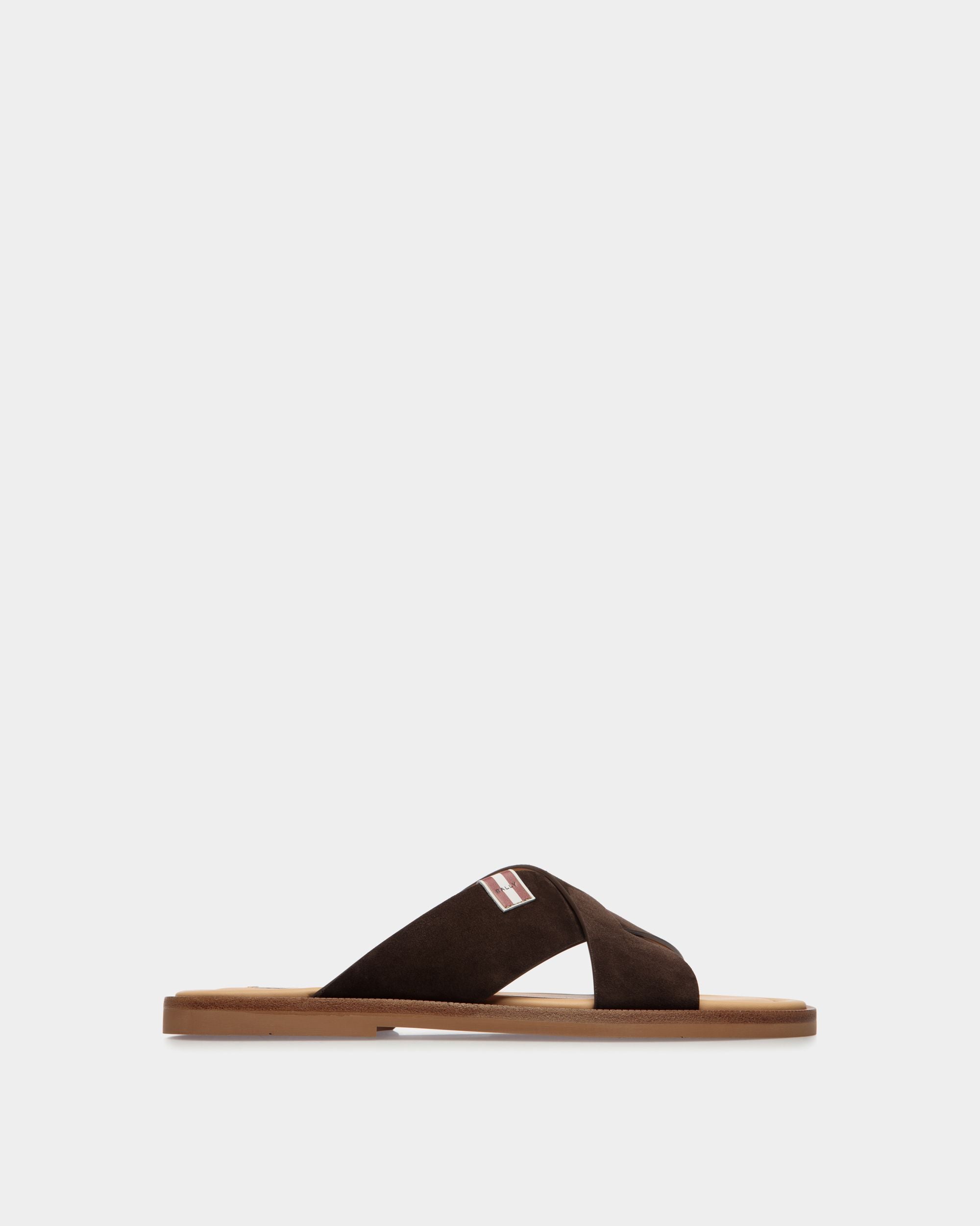 Bally Global - Glide Sandal in Ebano Suede Leather - Marron