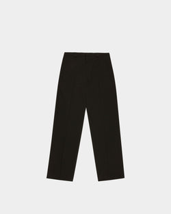 Pantalon Noir En Laine Mélangée