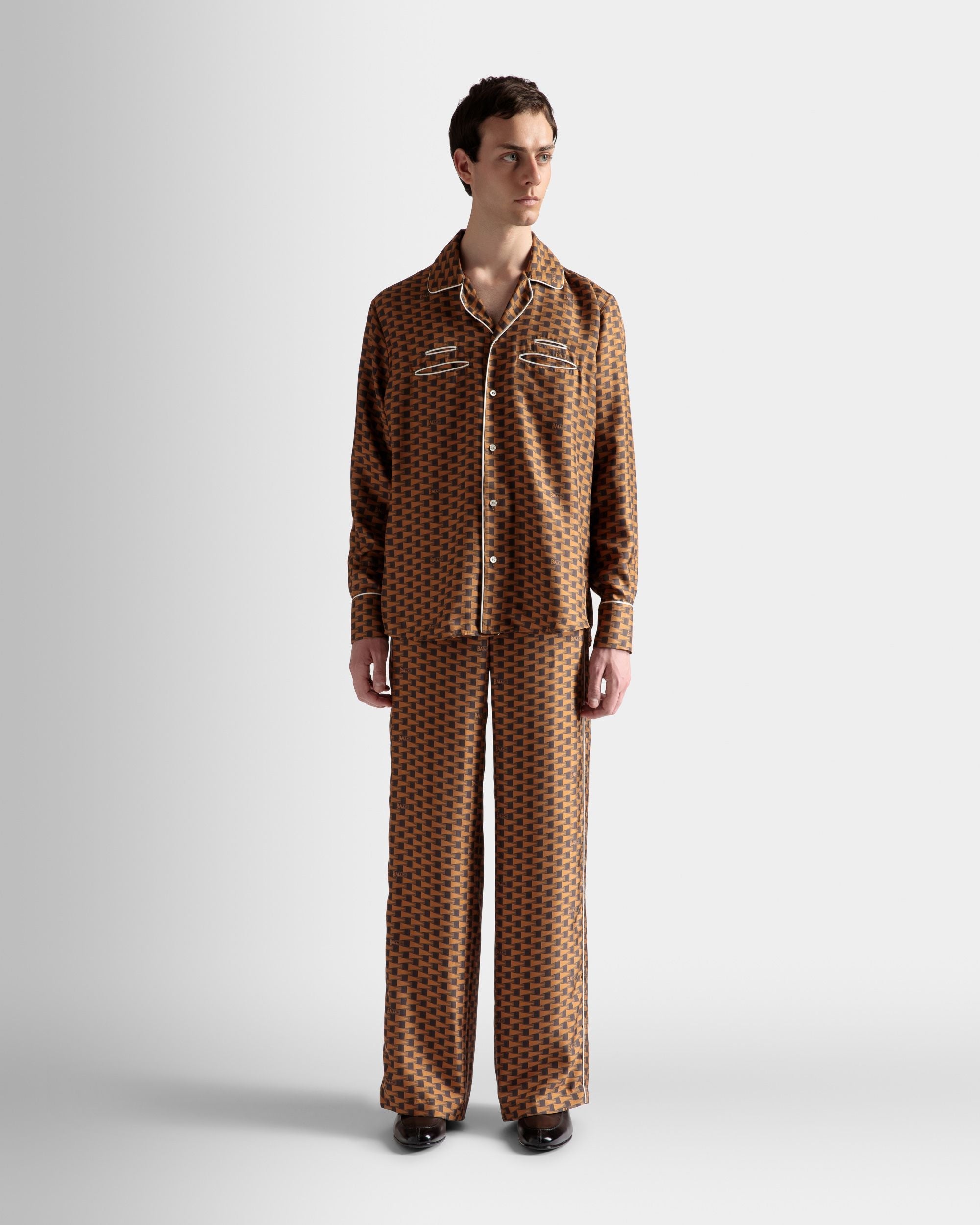 Bally Global - Pantalones Con Estampado Pennant De Seda Marrón - Marrón
