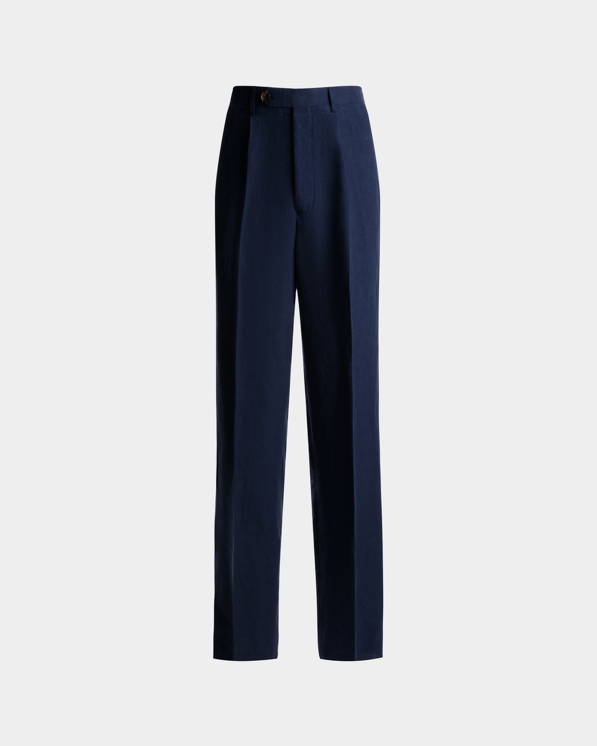 Bally Global - Pants in Navy Blue Linen - Blue