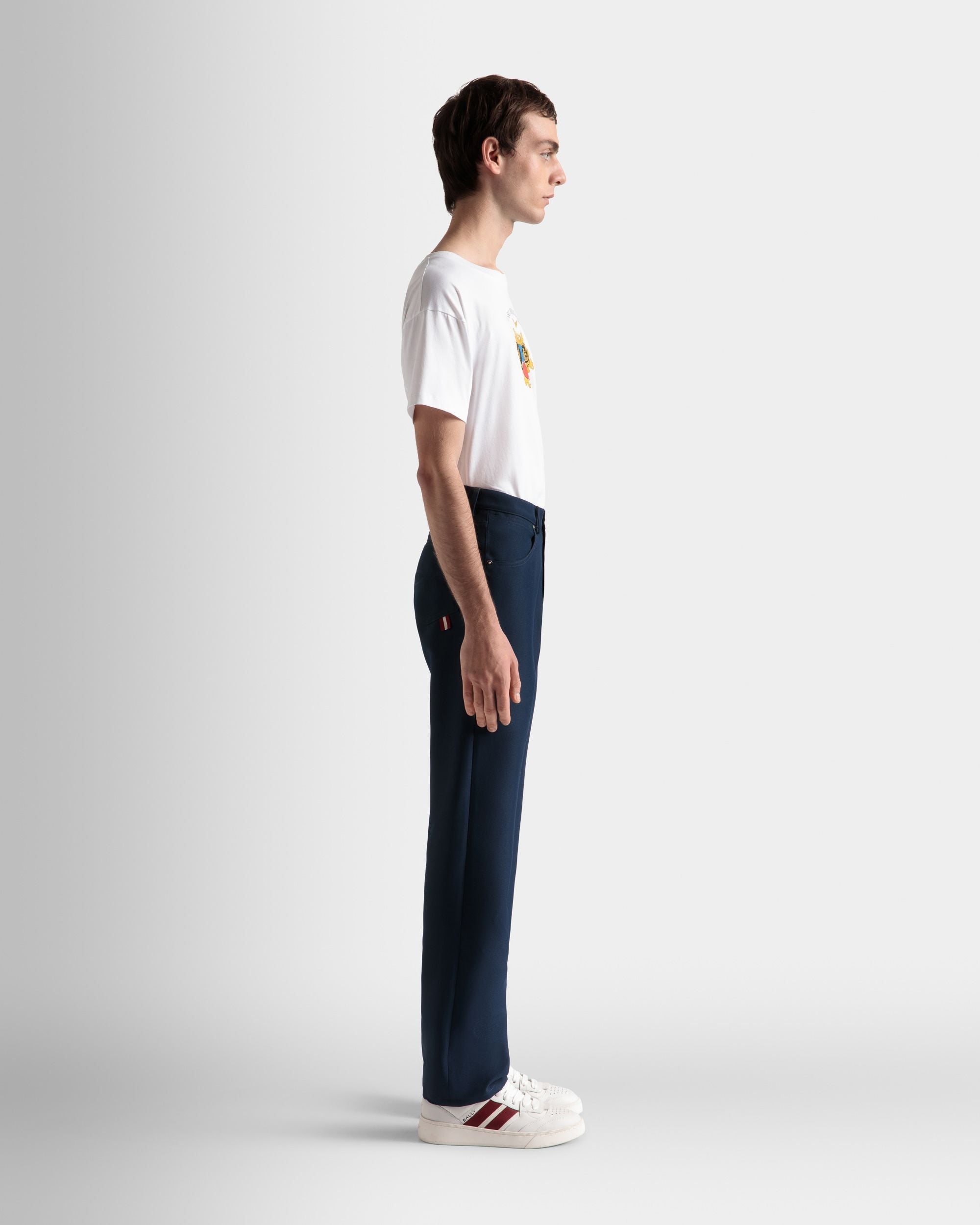 Bally Global - Pants In Dark Blue Synthetic Fabric - Blue